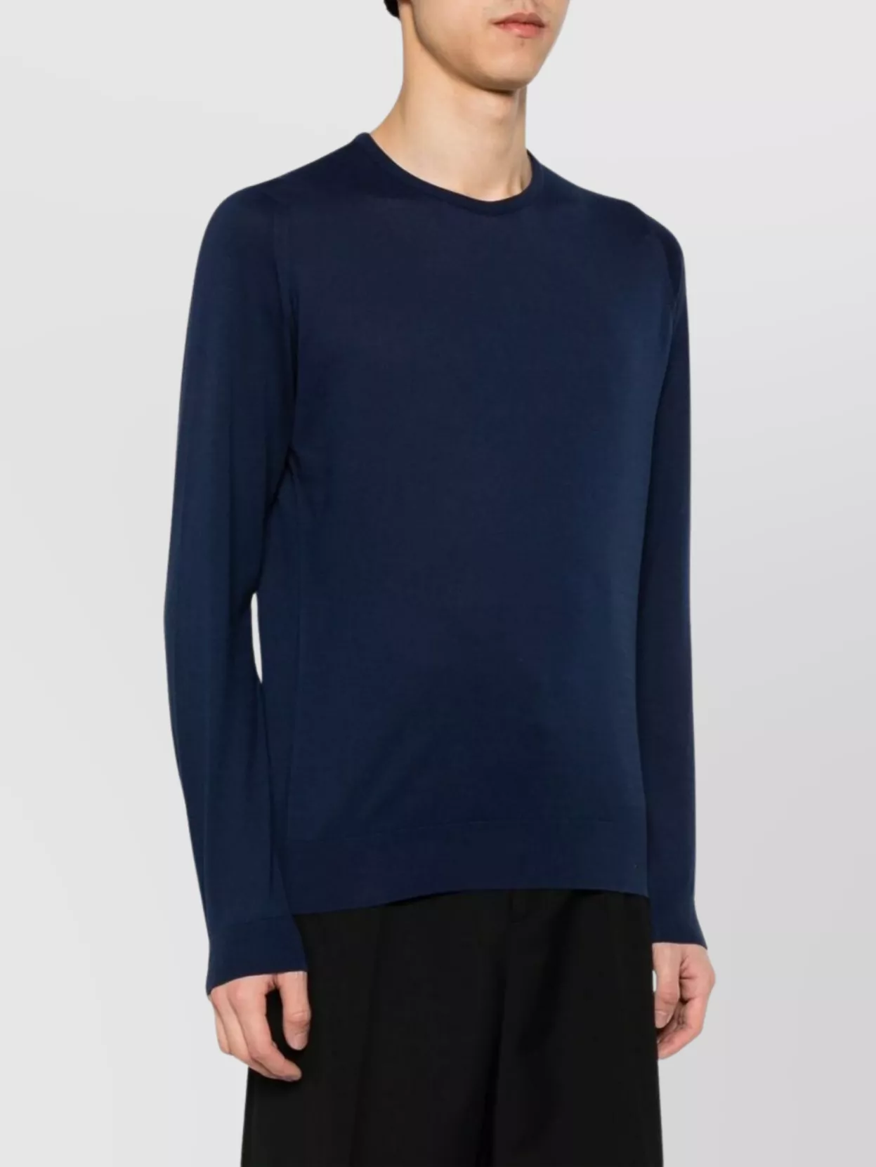 John Smedley Cotton Hatfield Crew Neck Pullover In Blue