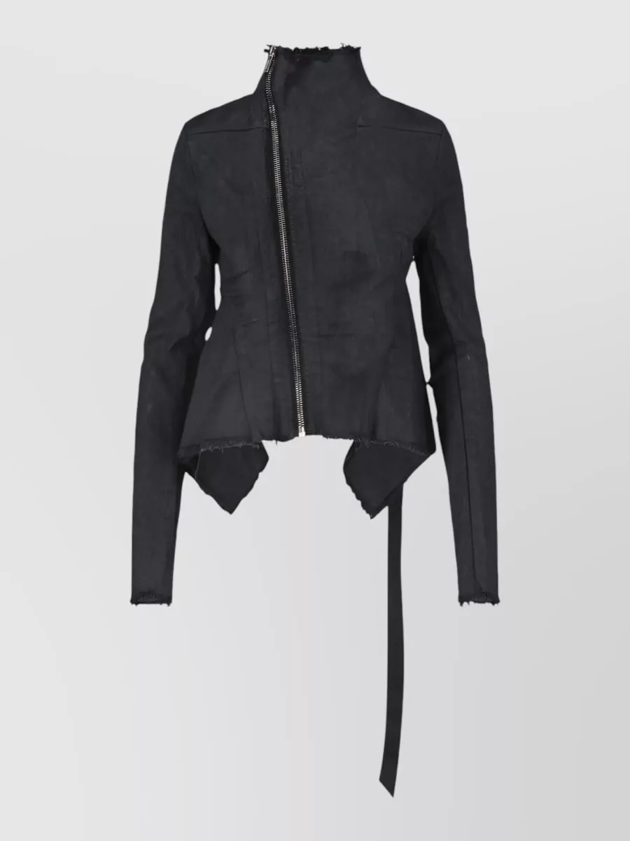 Rick Owens Drkshdw denim asymmetric high-neck single-breasted coat