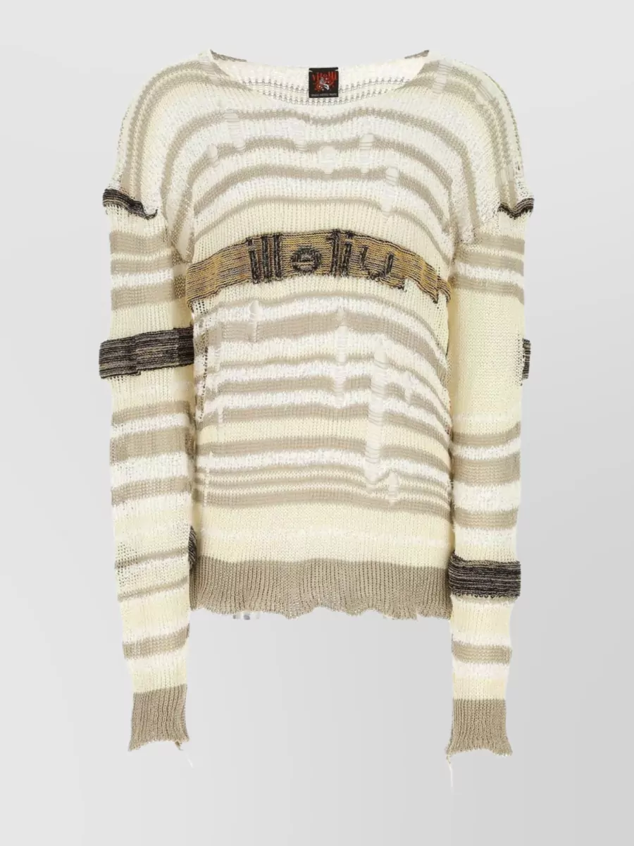 Shop Vitelli Multicolor Yarns Oversized Crewneck Sweater In Cream