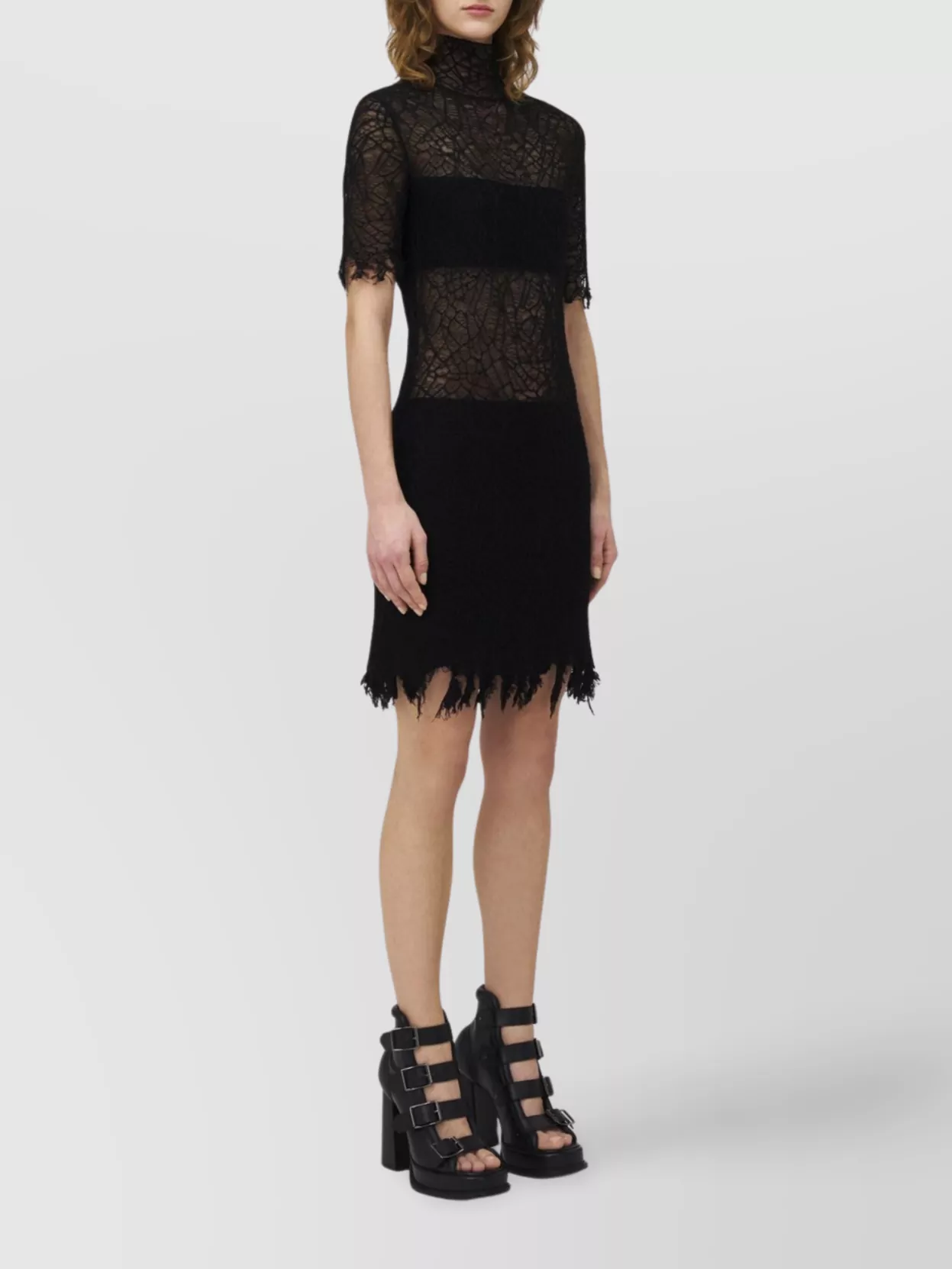 Alexander Mcqueen Lace High Neck Mini Dress