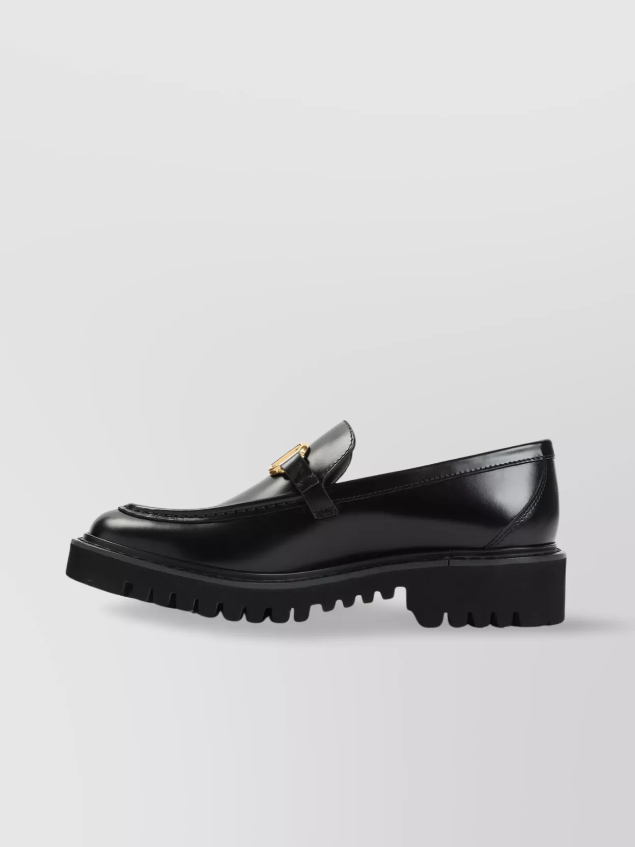 Shop Valentino Leather Loafers With Chunky Sole And Embossed Stitching