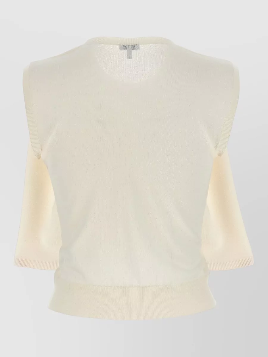 Loewe Wool Sleeveless Sweater Crew Neck Ribbed Hem In Yellow