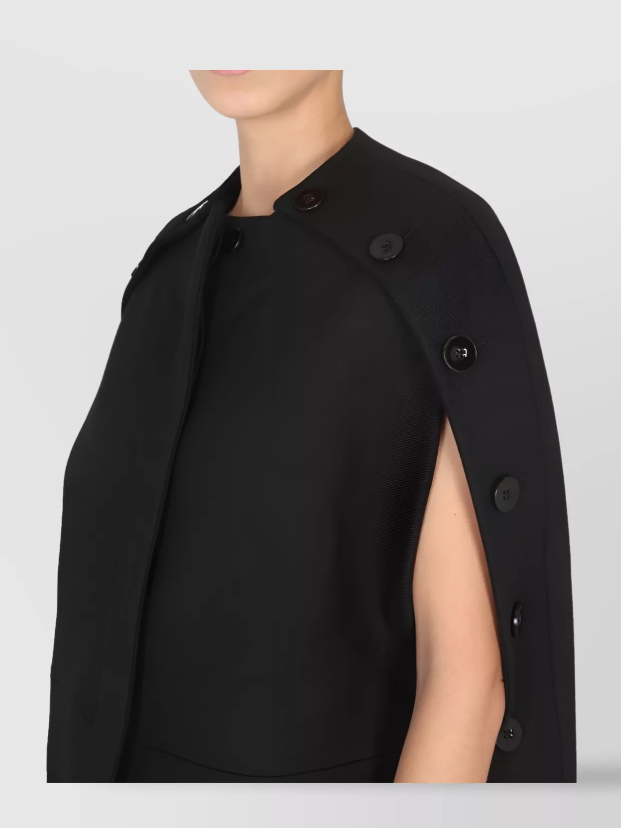 Jil Sander Wool Cape Button Detailing