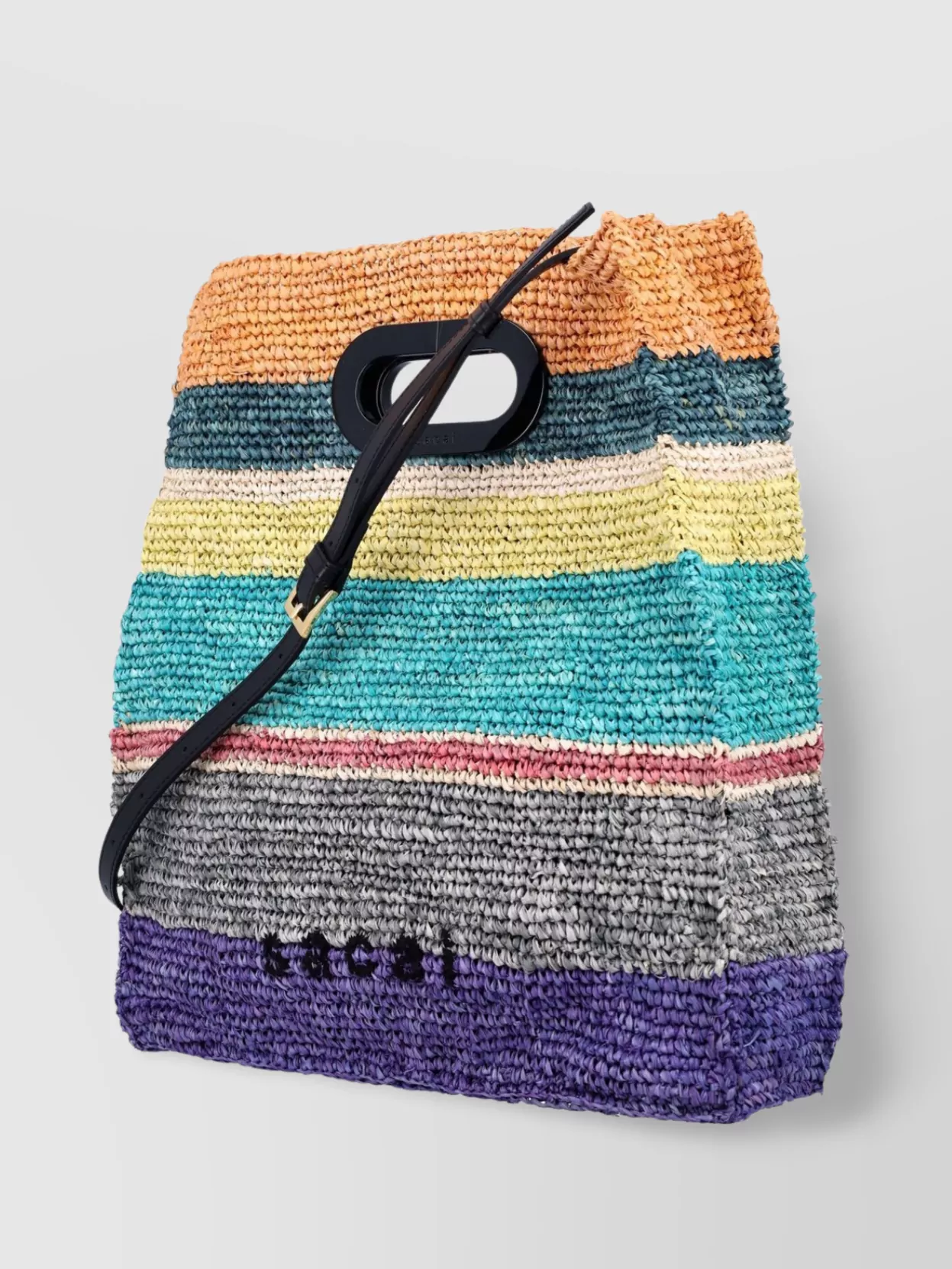 Sacai Raffia Striped Tote Bag