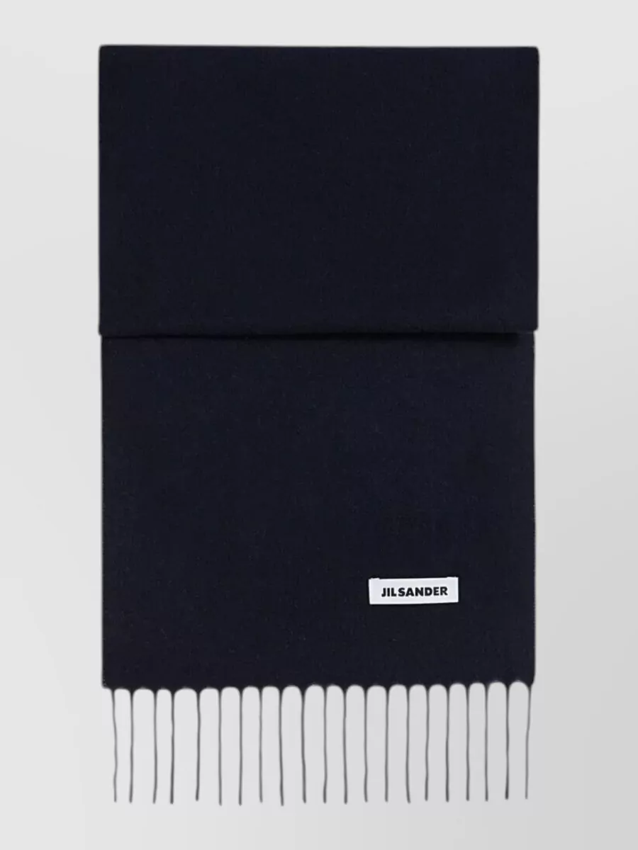 Jil Sander Soft Scarf Featuring Delicate Fringed Edges In Blue