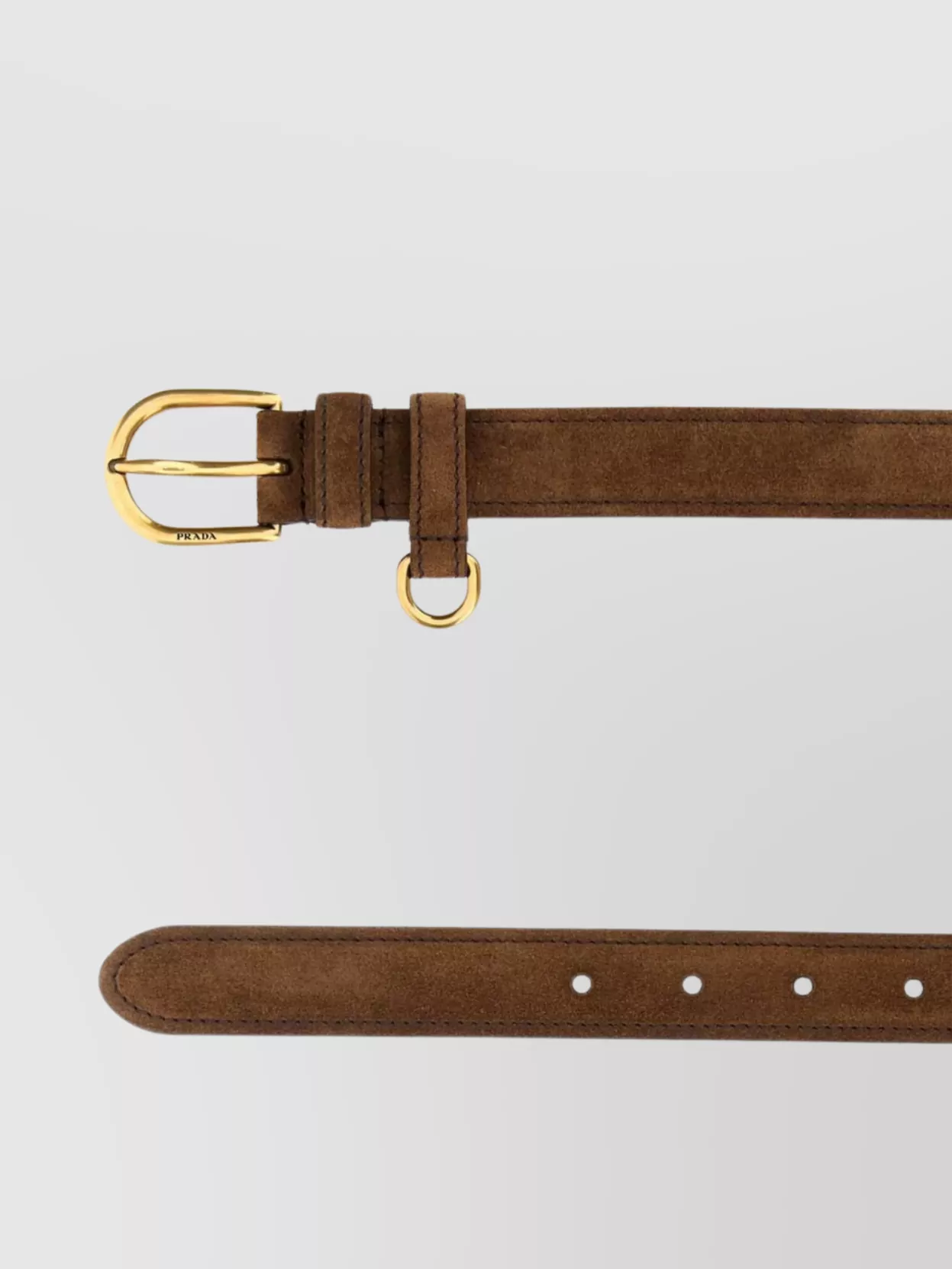Prada Suede Belt With Adjustable Length And Gold-tone Buckle