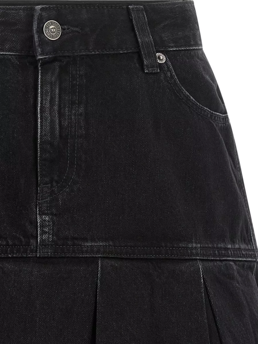 Diesel Denim Low-Rise Pleated Mini Skirt