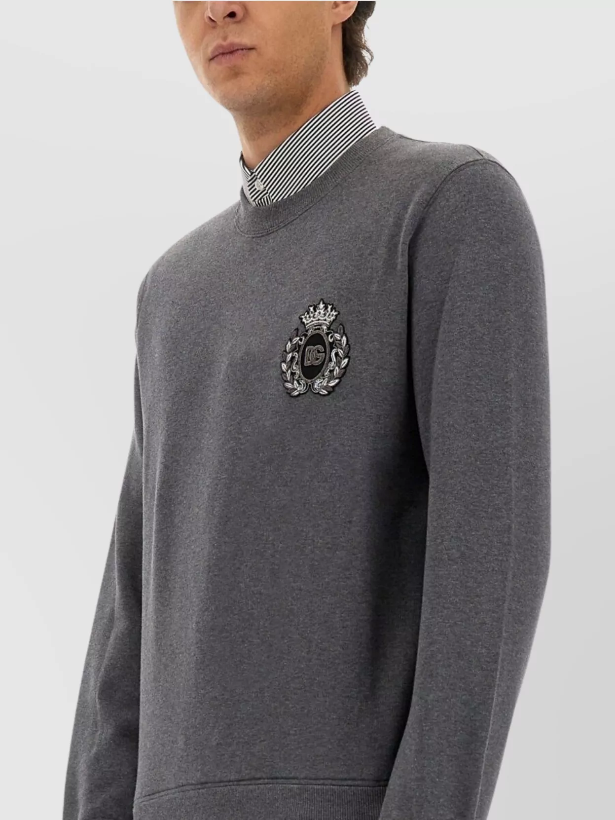 Dolce&Gabbana Ribbed Cuff Long Sleeve Crew Neck Sweater