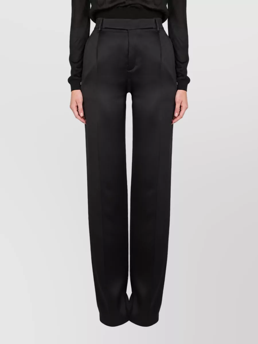 Saint Laurent Silk Satin Flared Wide-Leg Trousers