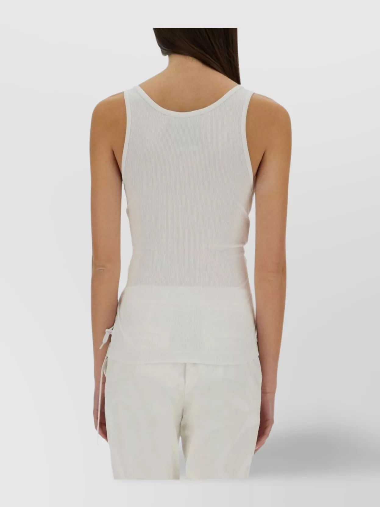 Moschino Laced Ribbed Scoop Neck Sleeveless Top