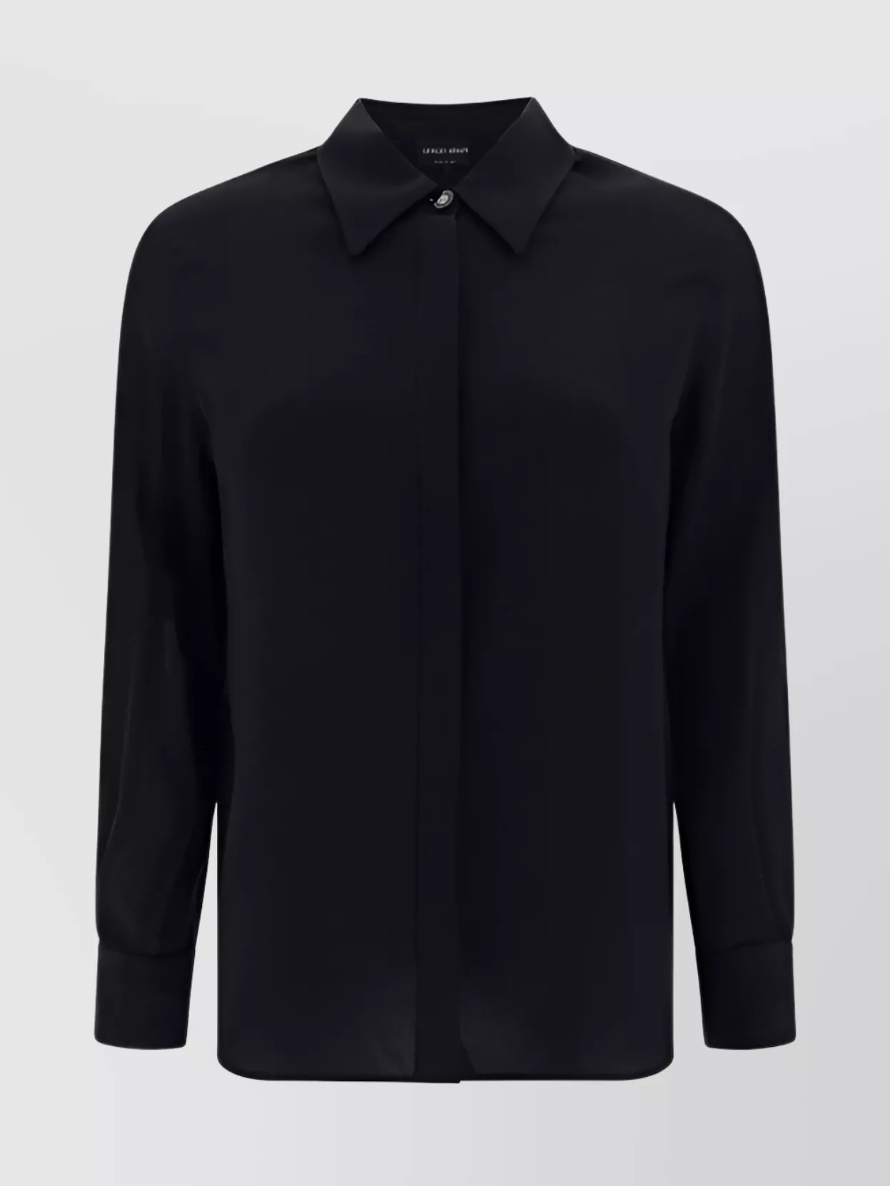 Giorgio Armani Silk Shirt With Regular Fit Collar In Black