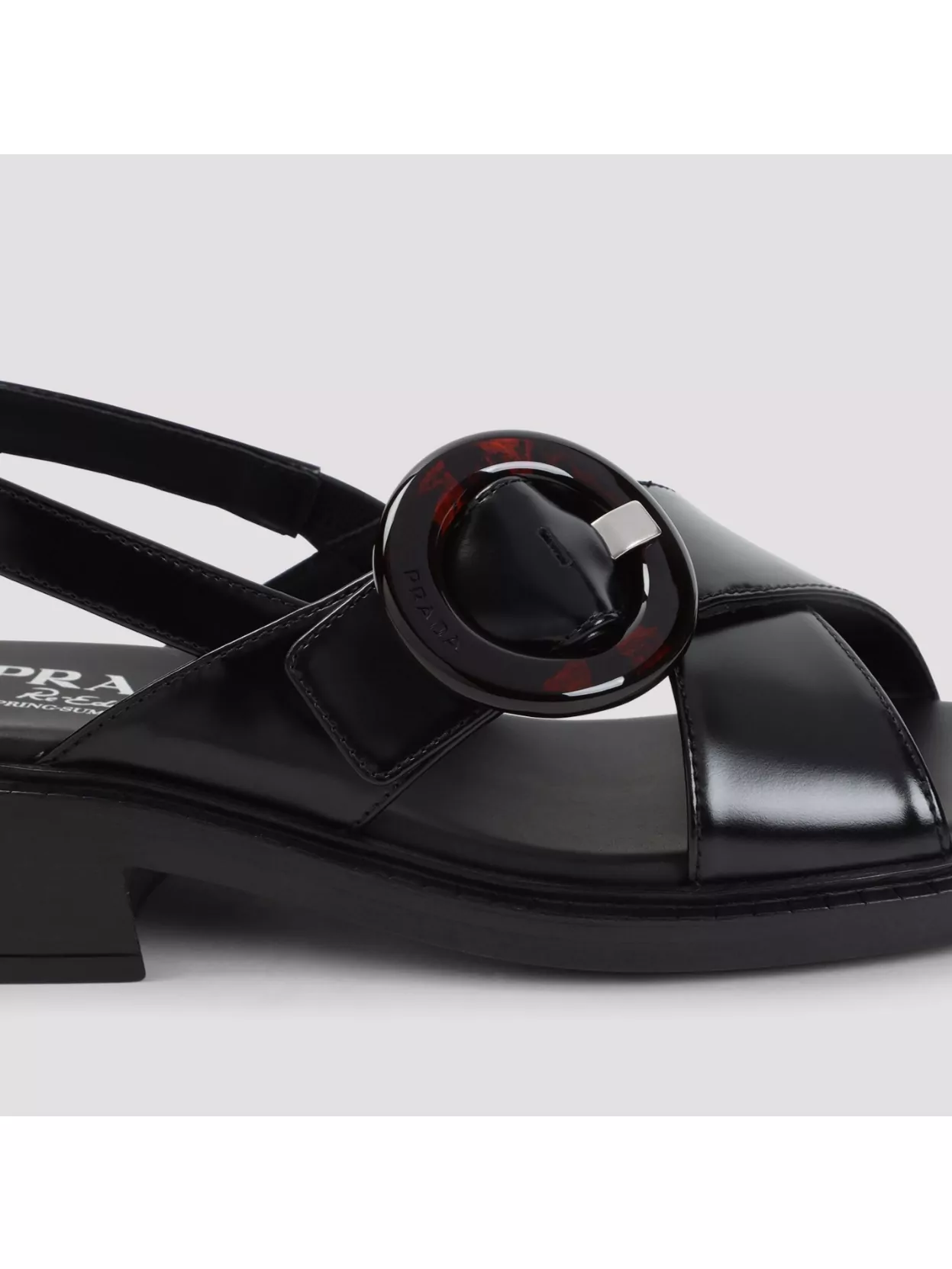 Prada Glossy Finish Leather Sandals