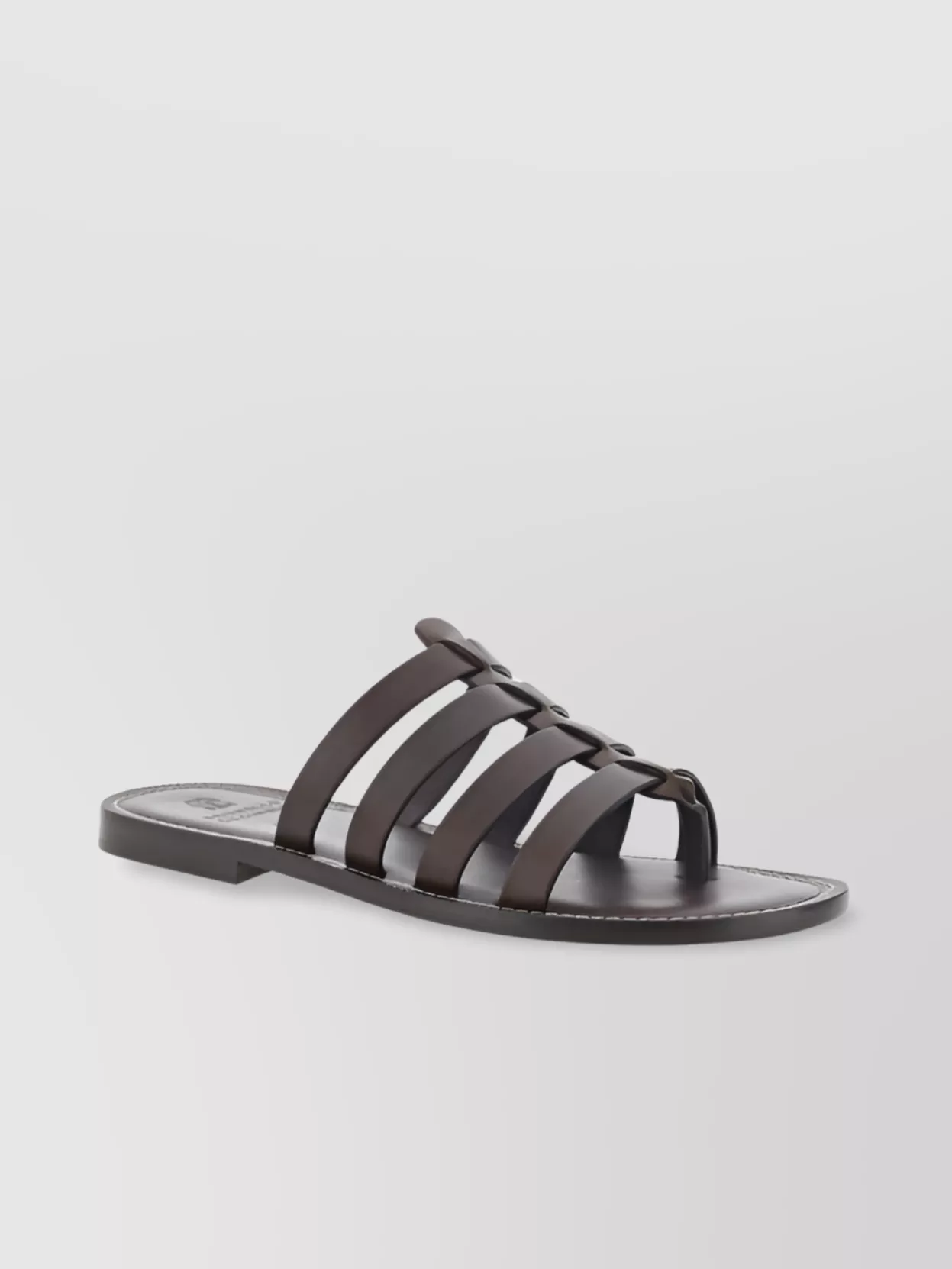Shop Brunello Cucinelli Strappy Calfskin Sandals Non-slip Detail