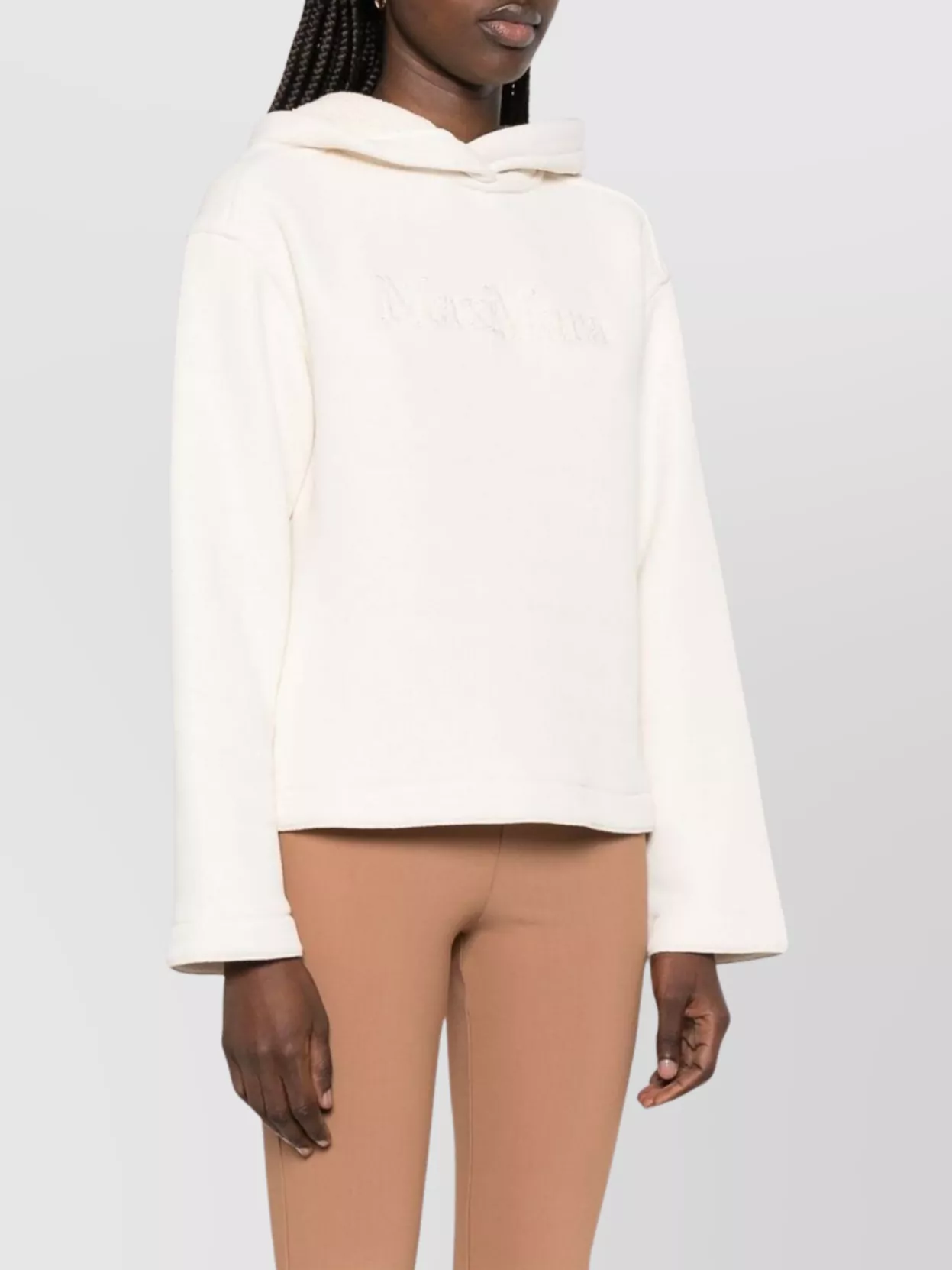 MAX MARA LOGO COTTON HOODIE WITH LONG SLEEVES