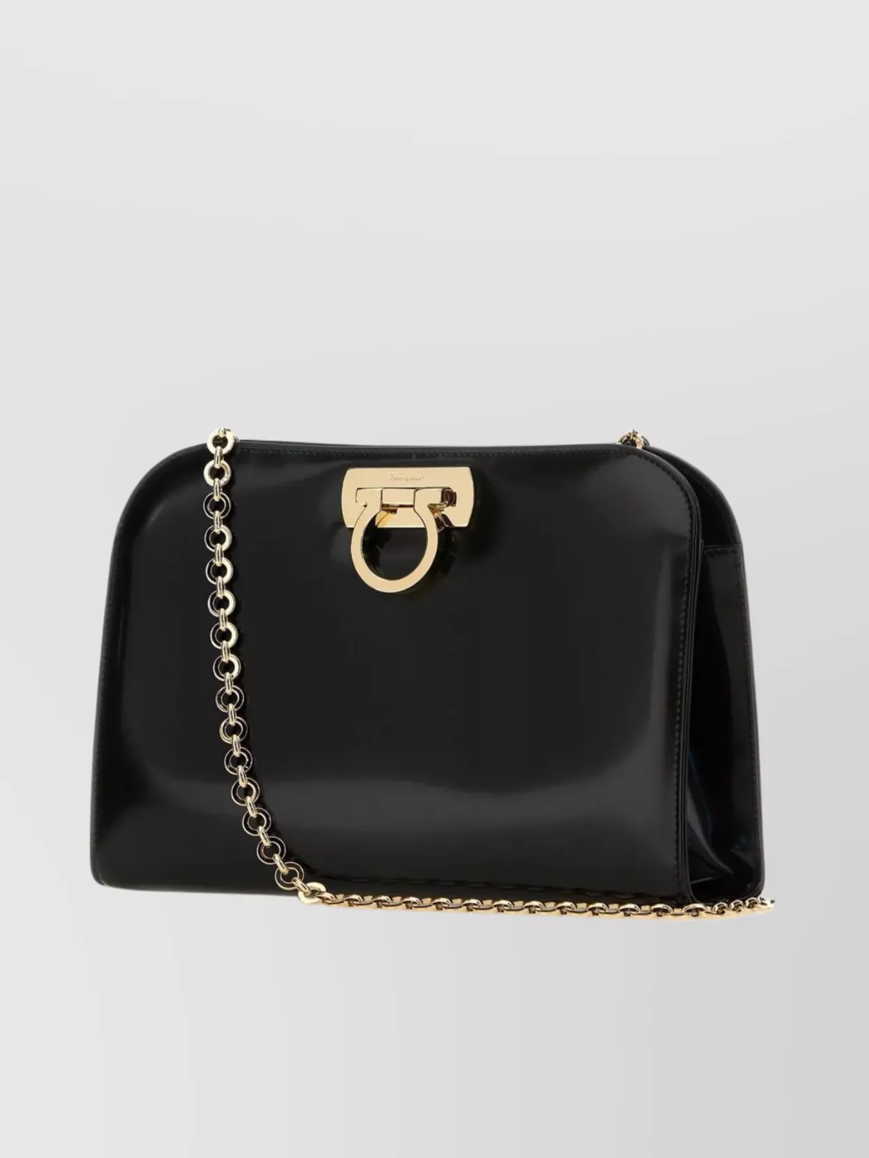Ferragamo Leather Clutch Bag Gold-Tone Hardware