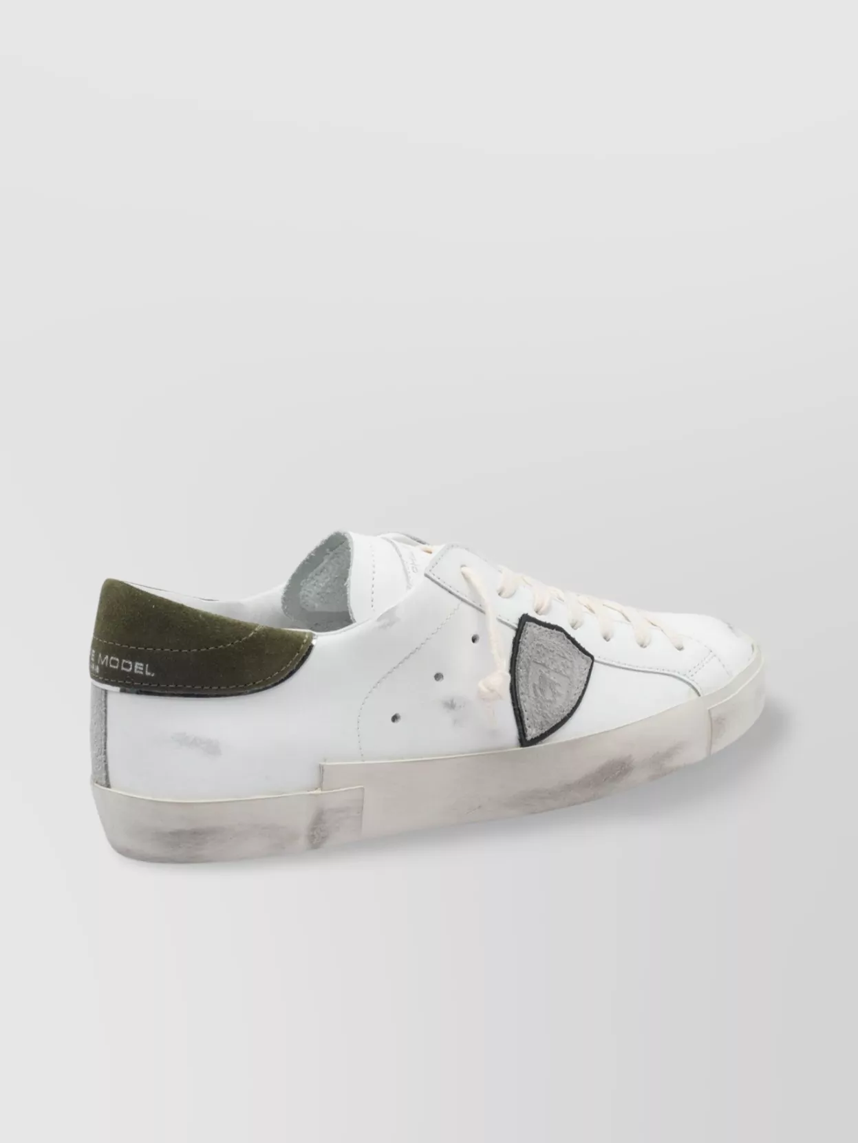 Philippe Model Low Top Leather Sneakers With Suede Heel