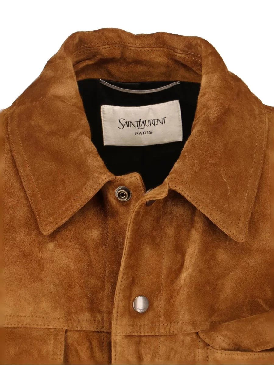 Saint Laurent Leather Single-Breasted Coat