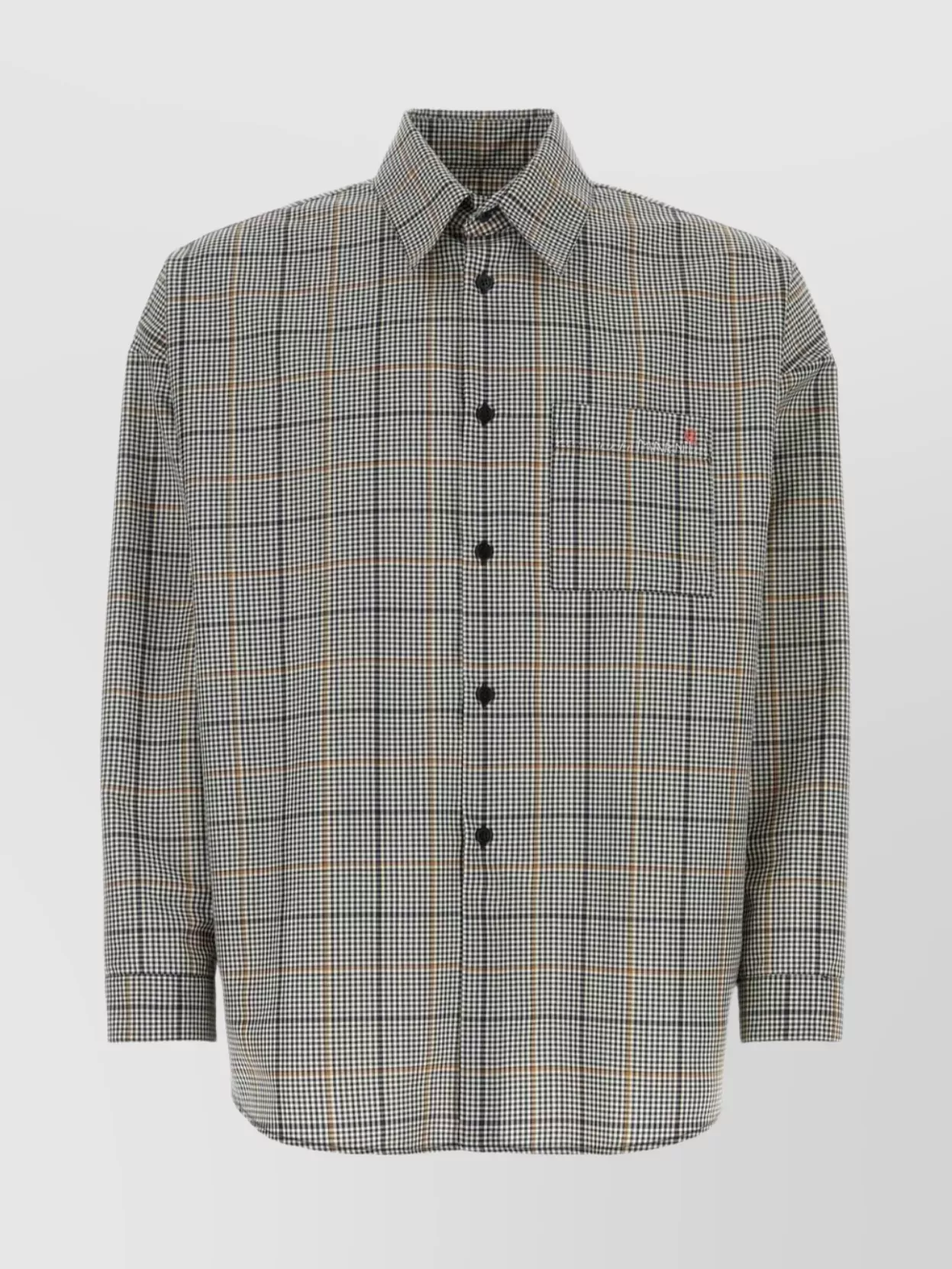 Shop Marni Checkered Pattern Wool Blend Shirt