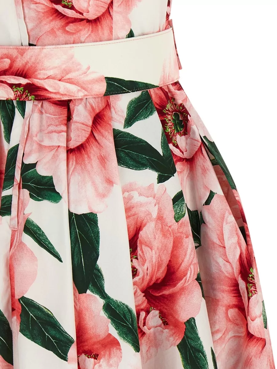 Samantha Sung Cotton V-Neck Belted Midi Dress