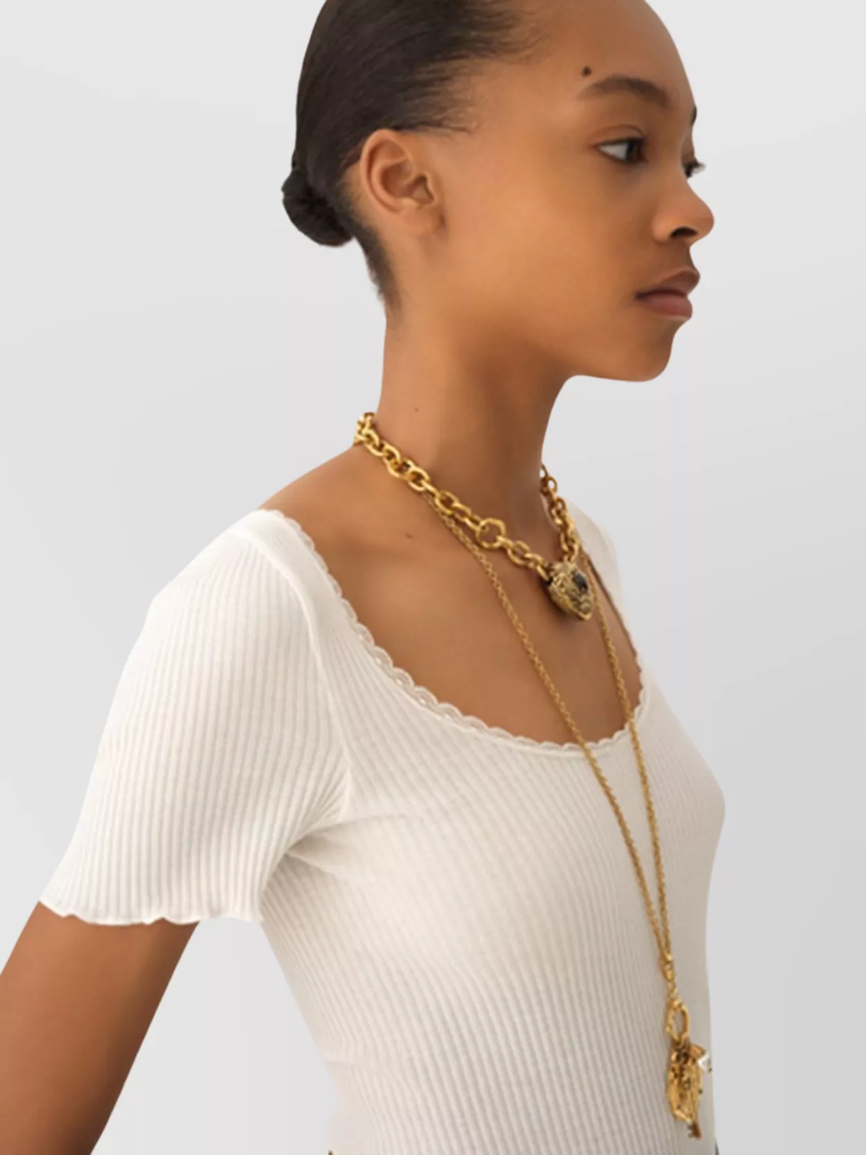Chloé Square Neck Ribbed Cotton T-Shirt