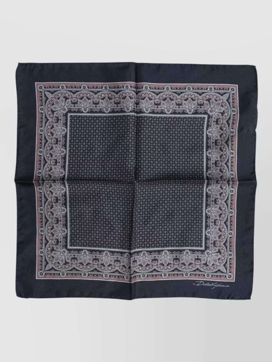 Dolce&Gabbana Silk floral-print square scarf — The navy and rose-grey square scarf subtly echoes the shirt’s blush while adding a restrained pattern and depth around the collar that still feels business-appropriate.