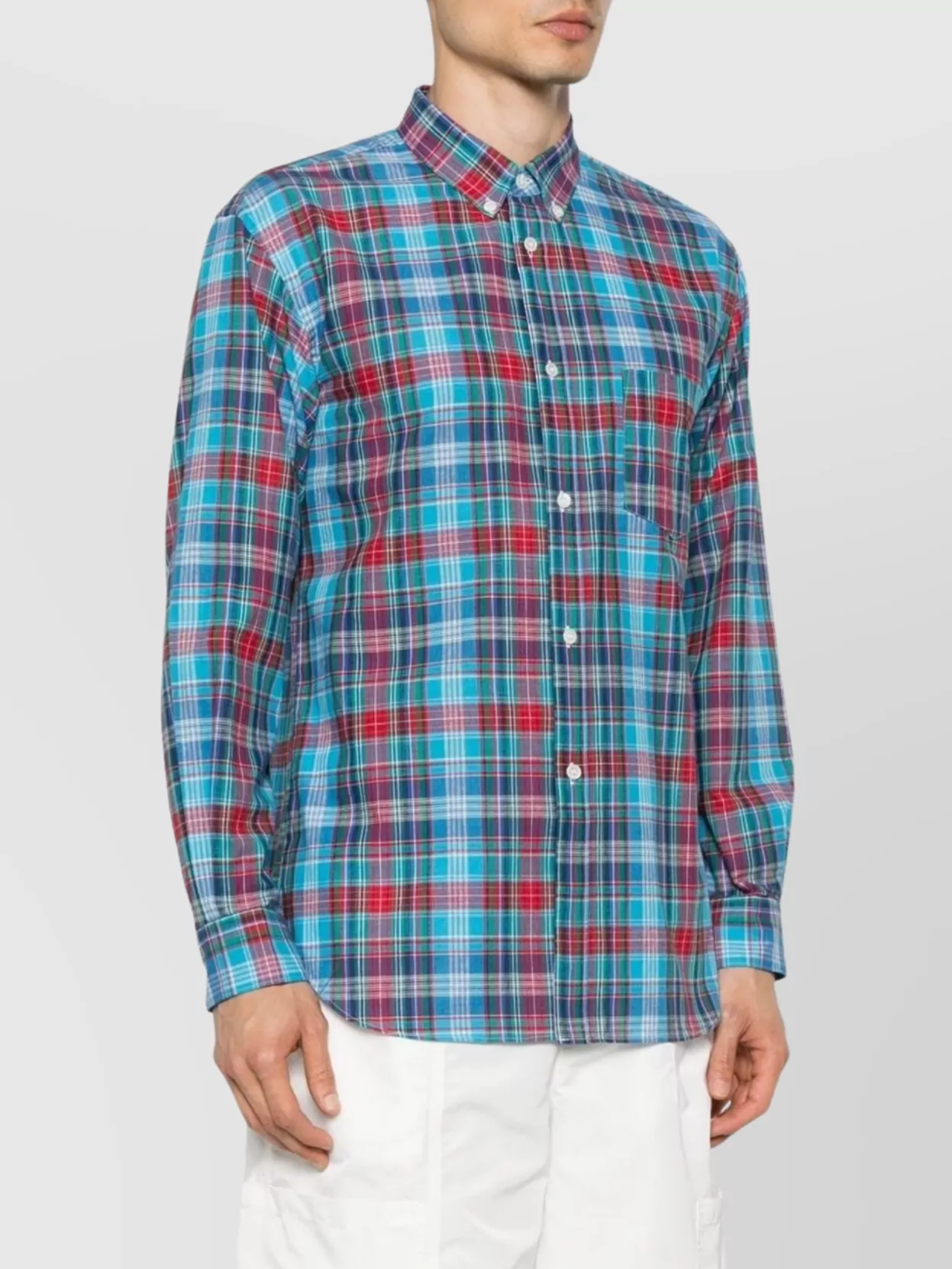 Comme Des Garçons Plaid Pattern Shirt Featuring Box-Pleat Detail