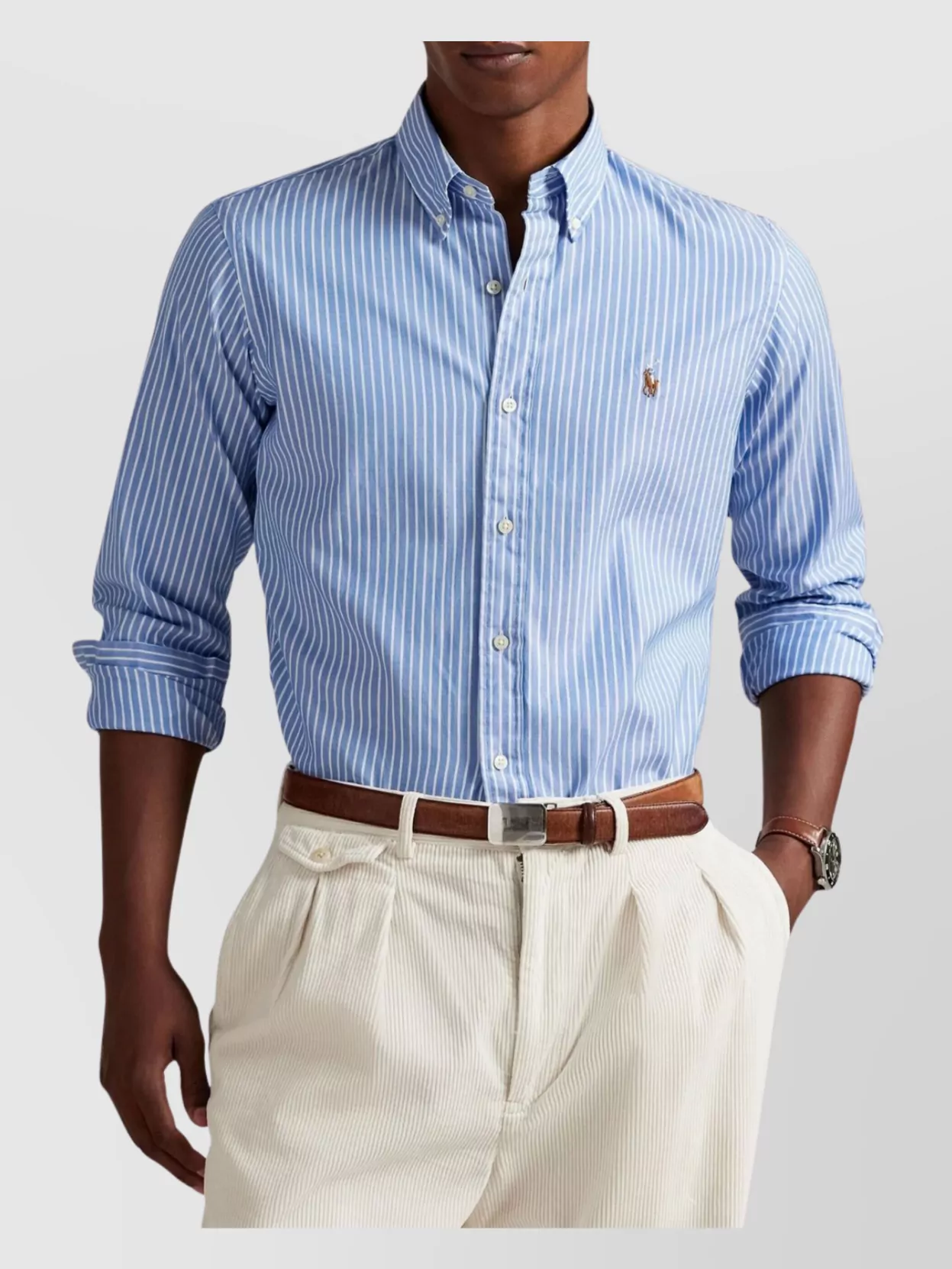 Ralph Lauren Striped Long Sleeve Shirt With Button-Down Collar