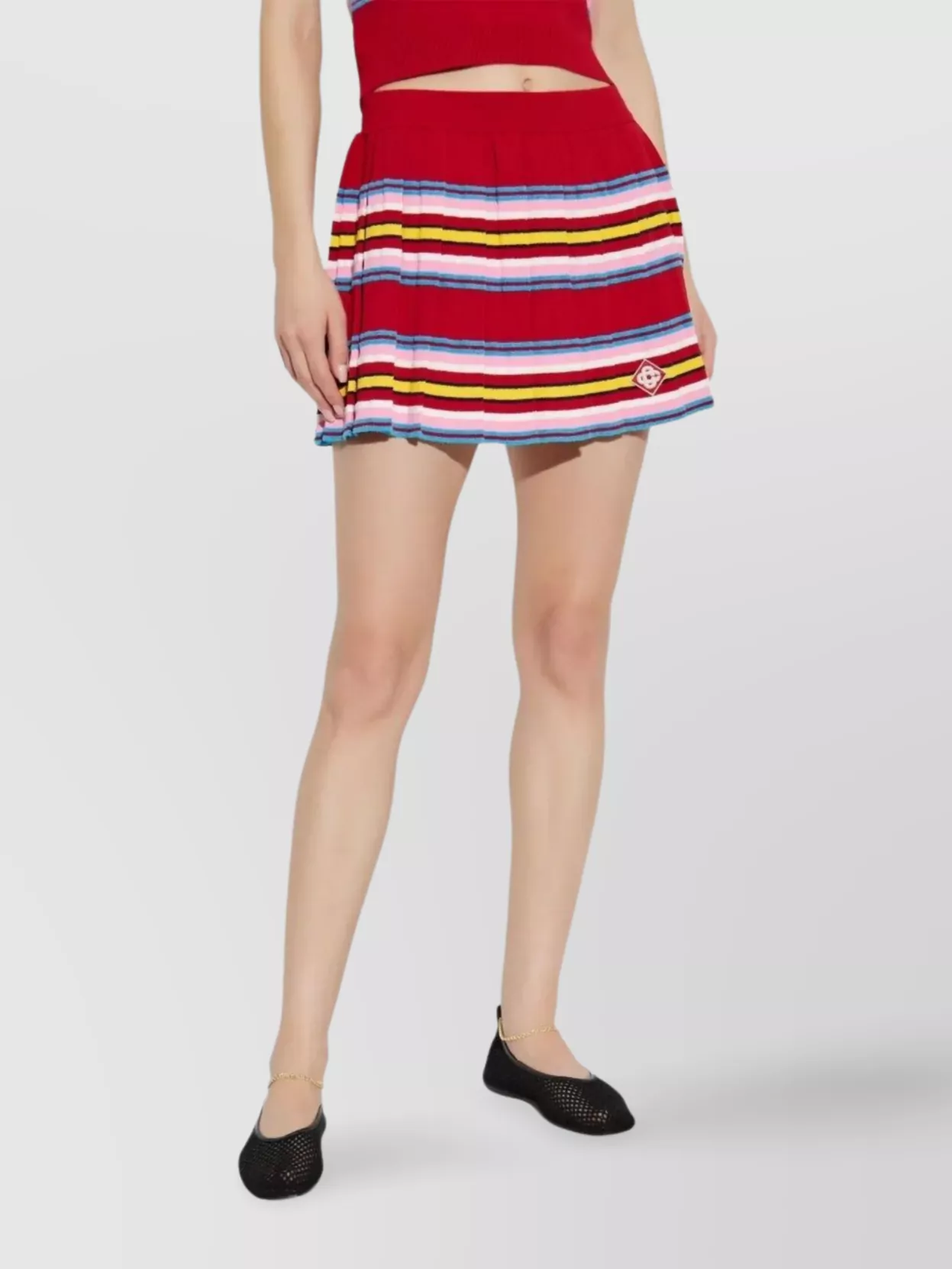 Casablanca Striped Pleated Mini Skirt