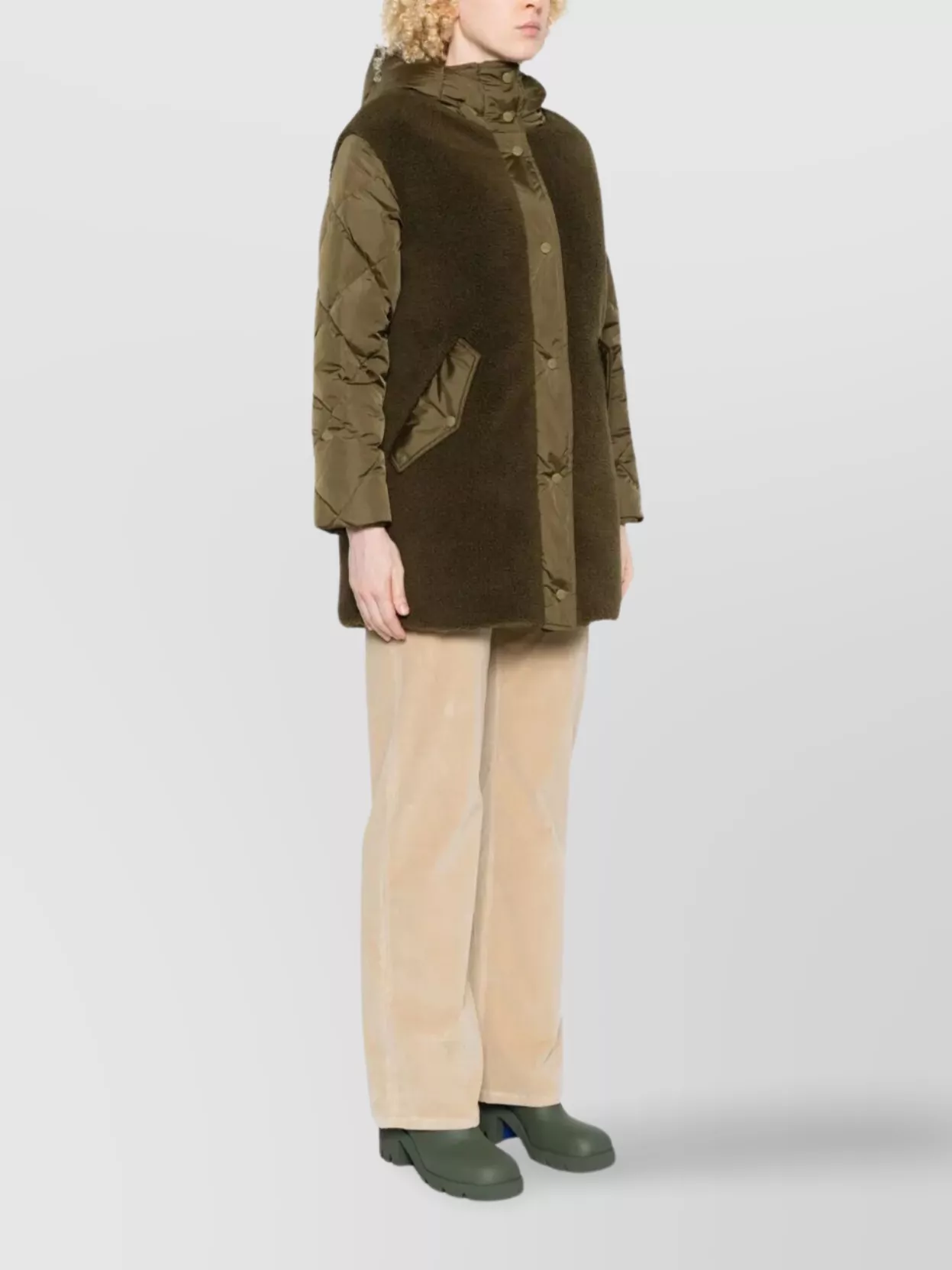 Herno Hooded Long Length Two-tone Jacket In Brown