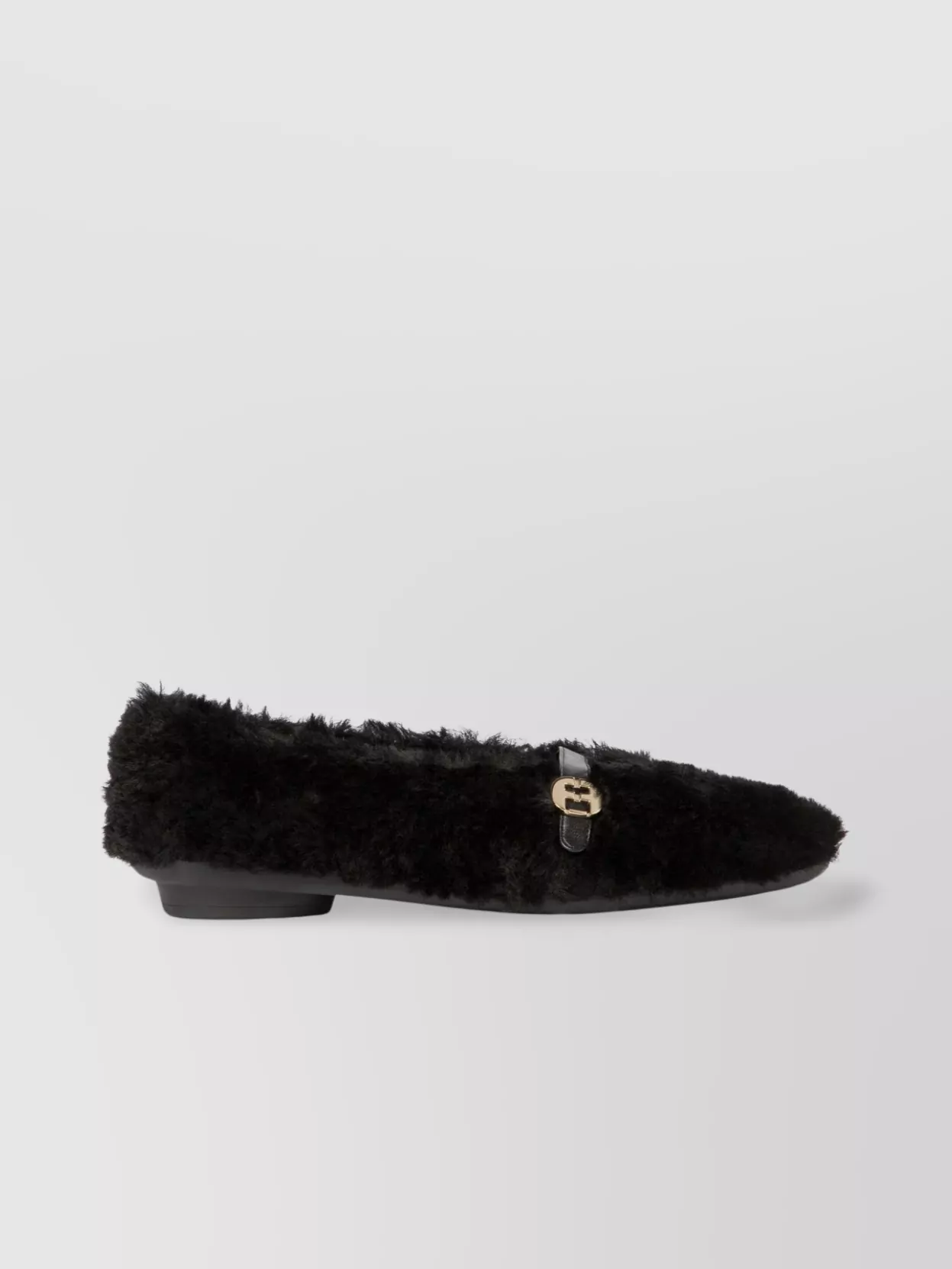Ferragamo Shearling Ballet Flats Buckle Detail