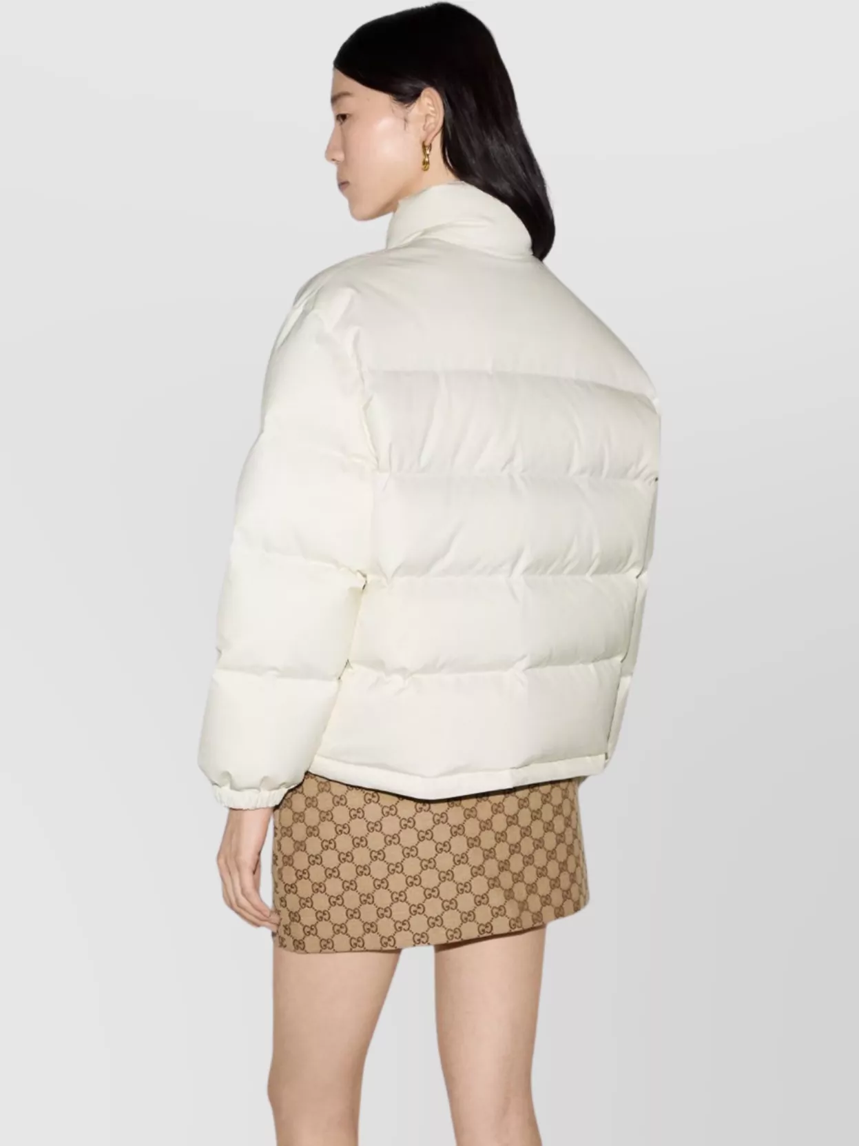 Gucci Womens Off White Mix Padded High-neck Relaxed-fit Shell-down Jacket In White