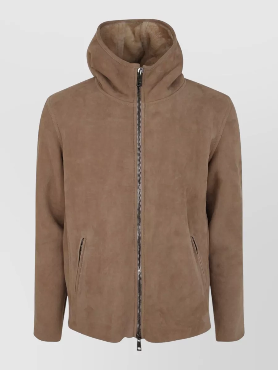 Giorgio Brato Shearling Hooded Bomber Jacket