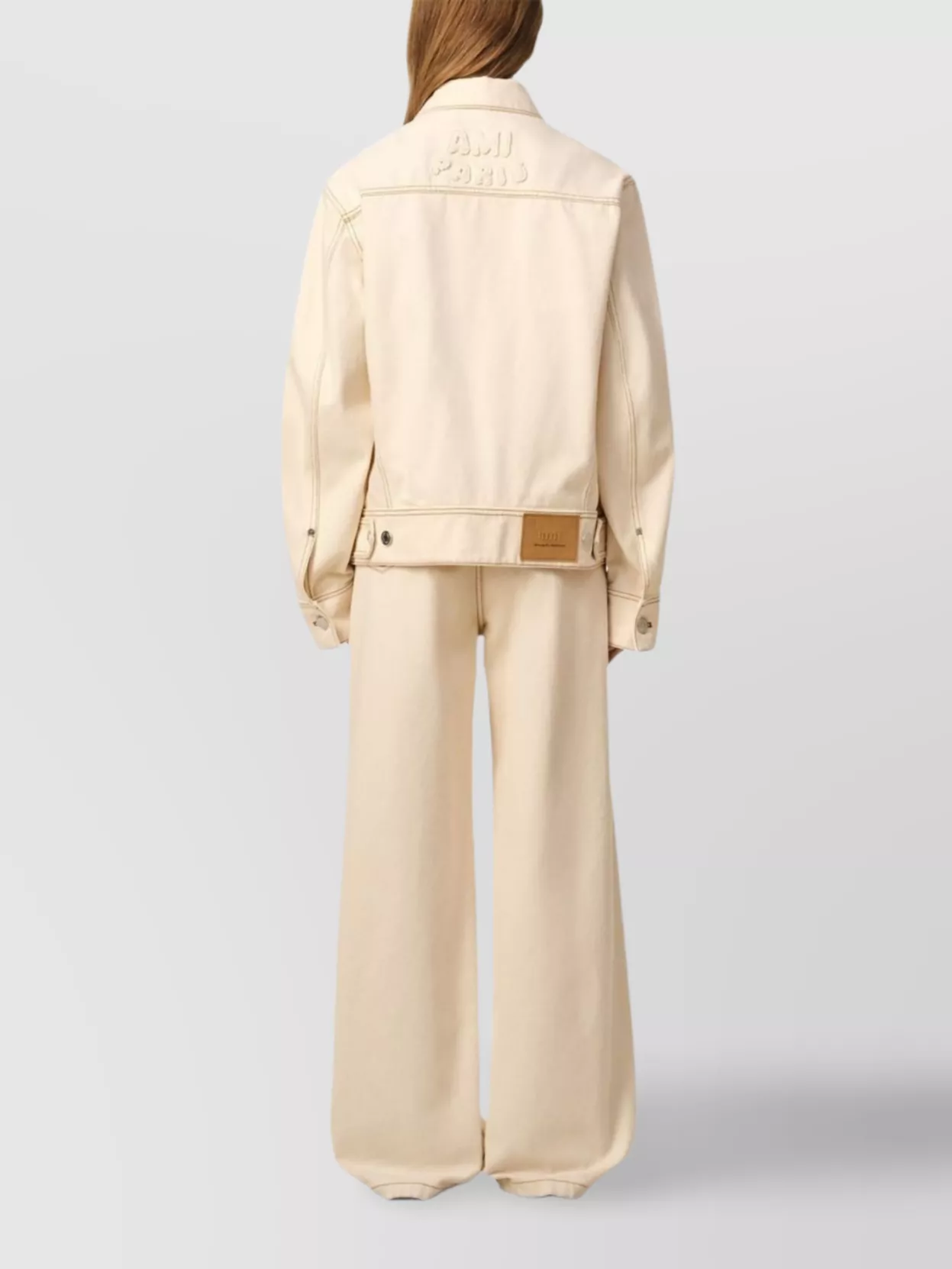 Ami Paris Cotton Jacket With Long Sleeves And Pointed Collar