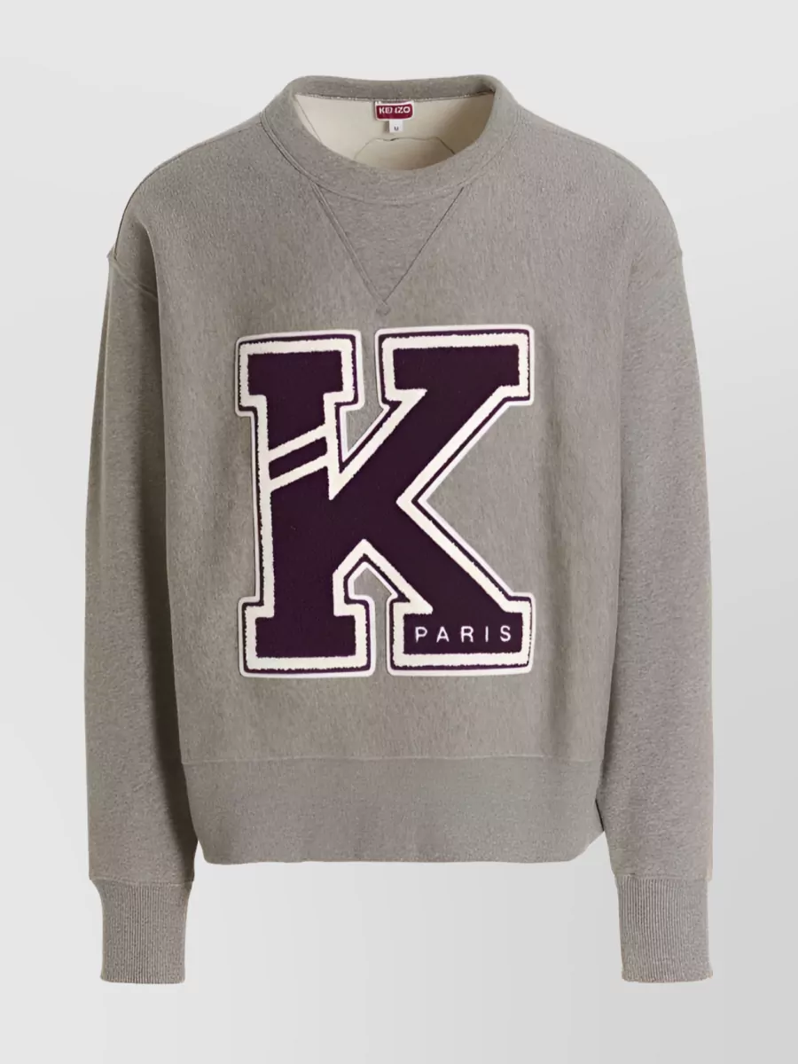 Shop Kenzo Logo Detail Sweatshirt Patch In Grey