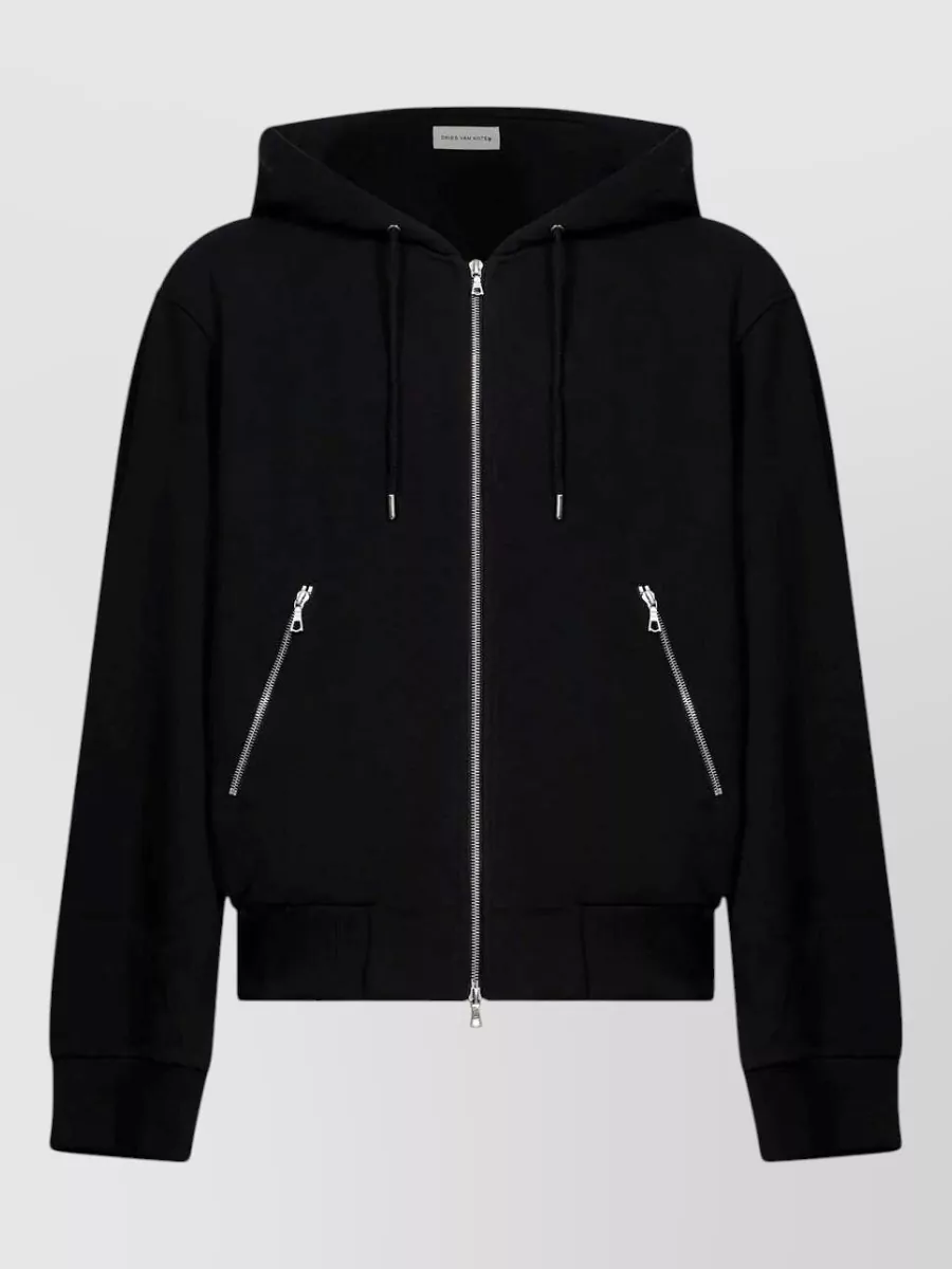 Dries Van Noten cotton oversized zip-up hooded jacket