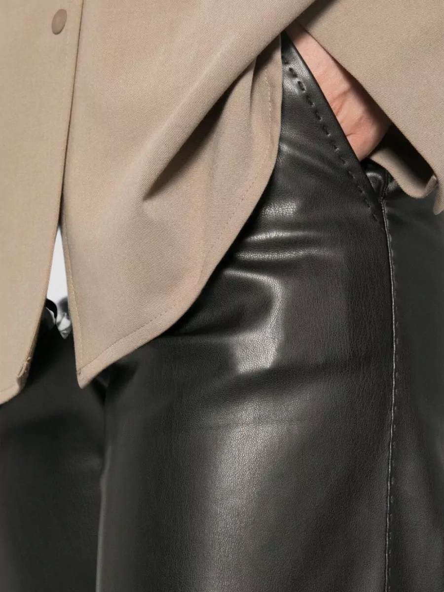 Ermanno Firenze Faux-Leather Wide-Leg Trousers