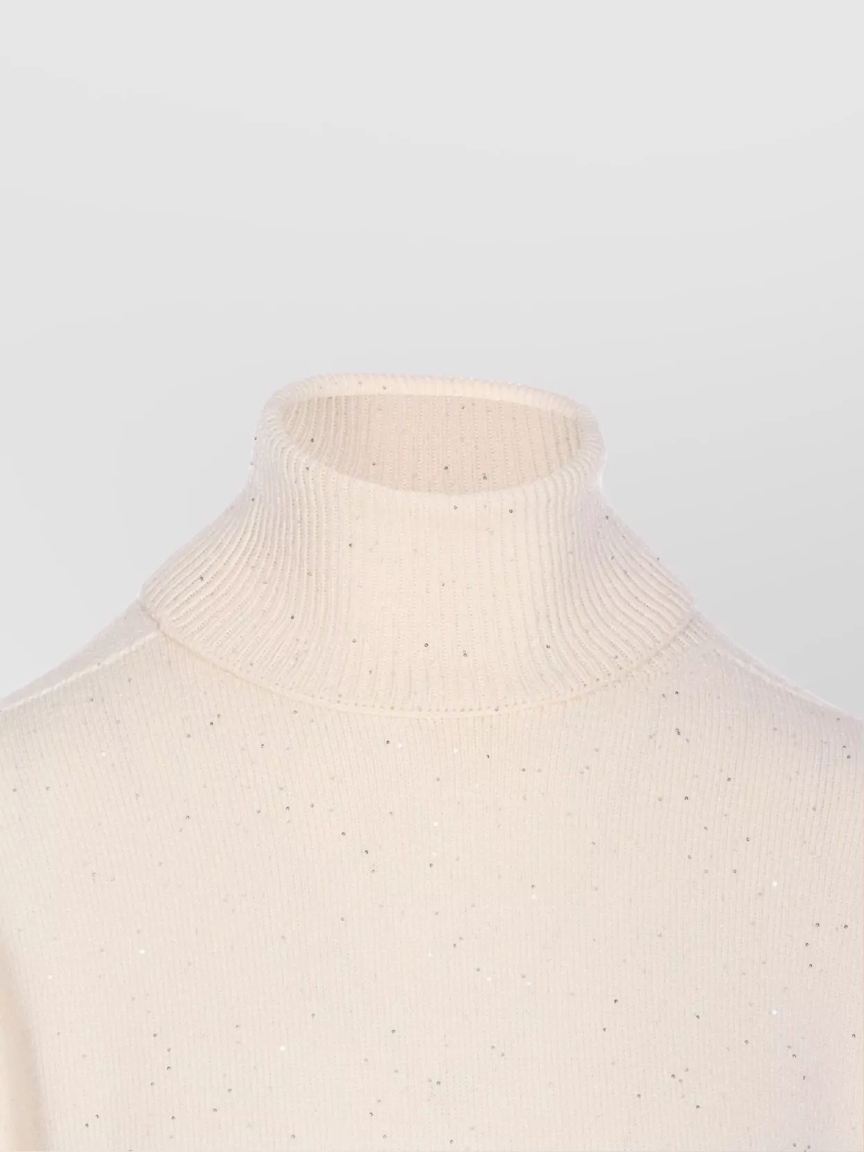 Liu •jo Sequined Turtleneck Knitwear Ribbed Finish In Neutral
