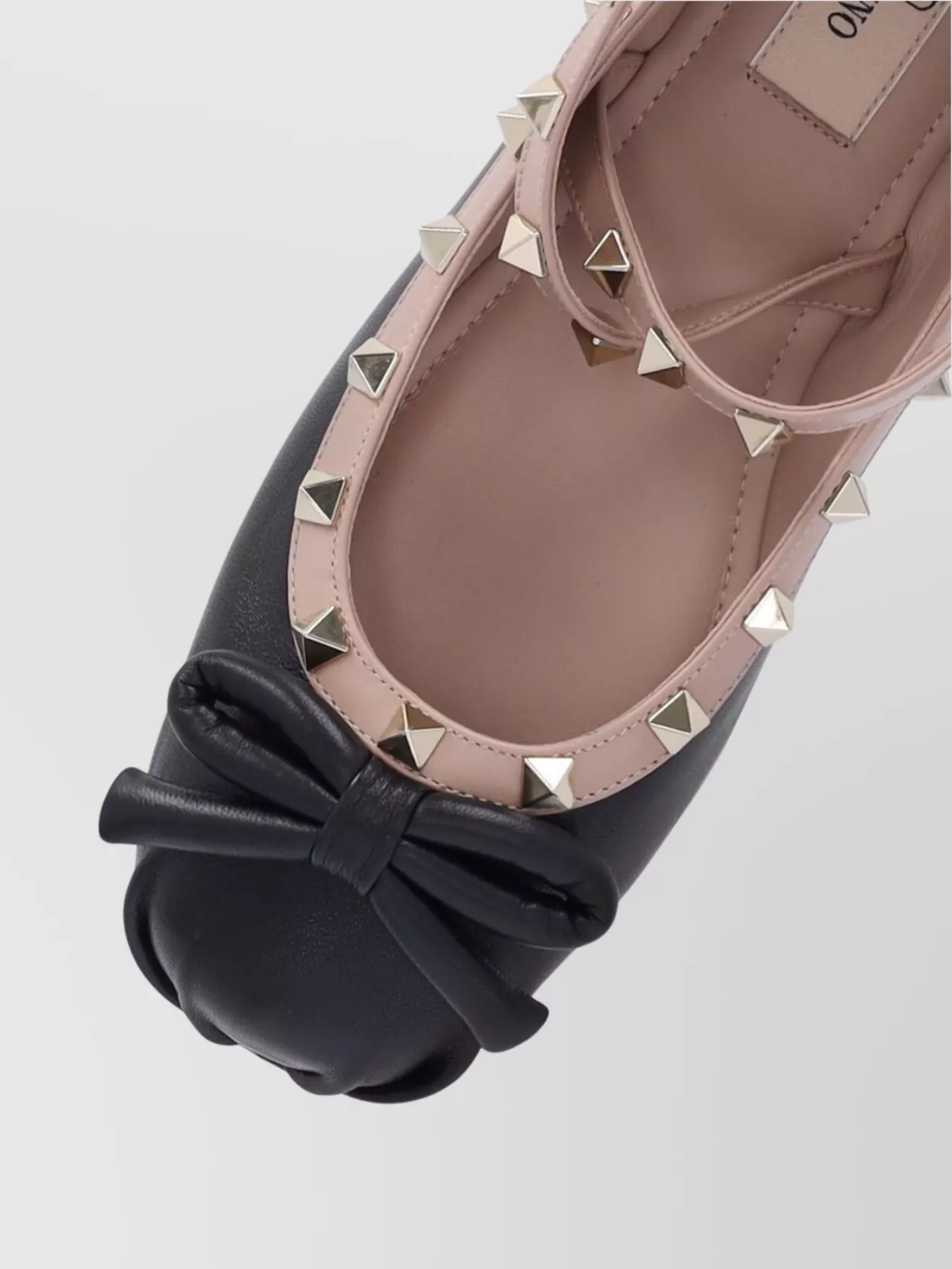 Valentino Garavani Bow Flat Ballerina Shoes Round Toe Studded