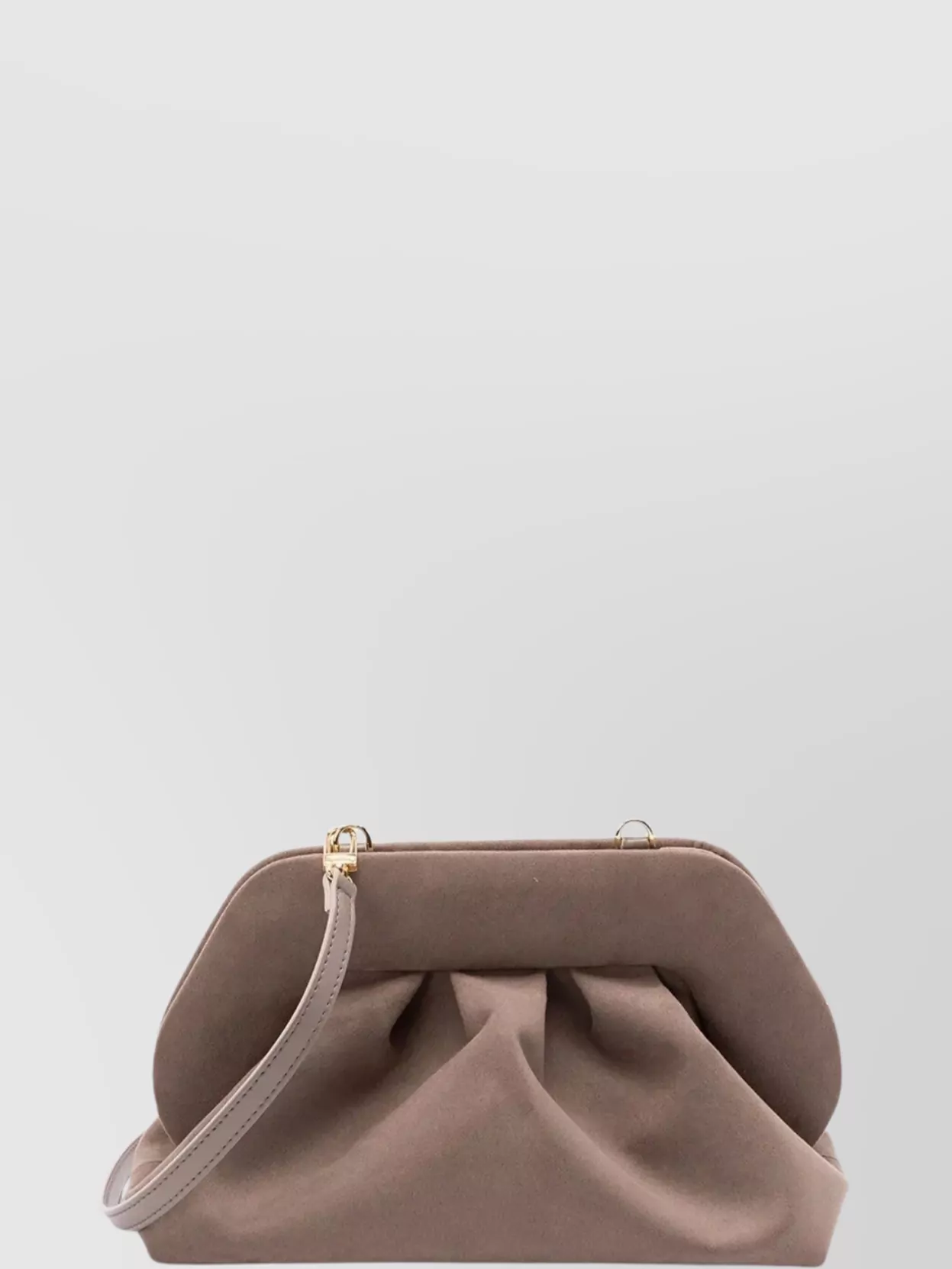 Themoirè Suede Pleated Clutch Bag With Detachable Strap