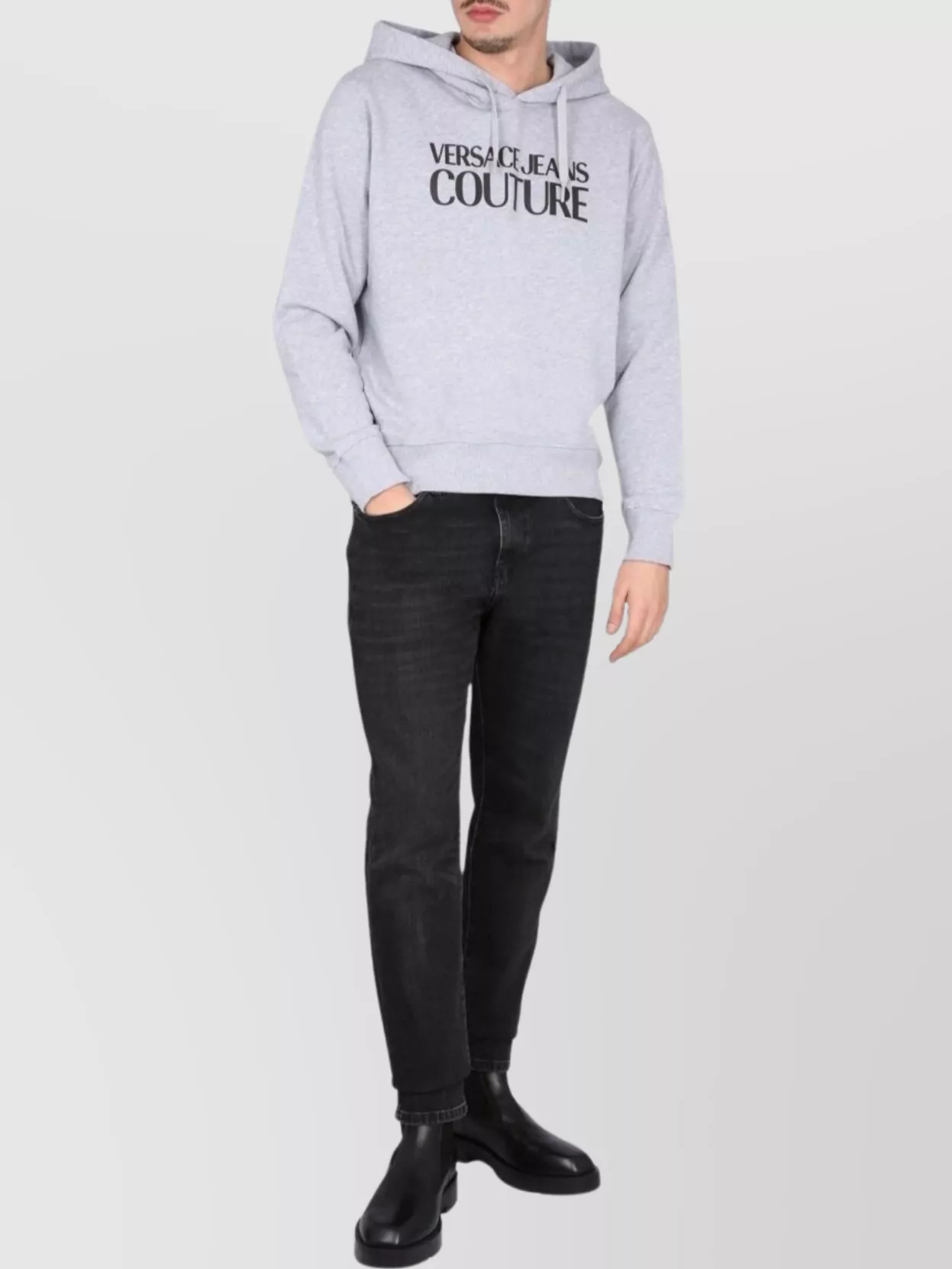 Shop Versace Jeans Couture Logo Hooded Cross-neck Sweater