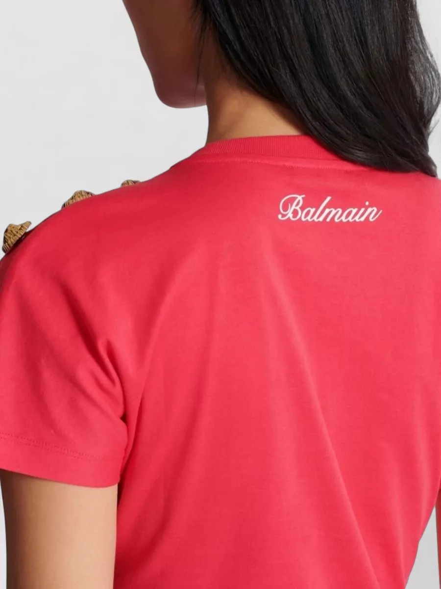 Balmain Crew Neck Nylon Silk Ruched Top