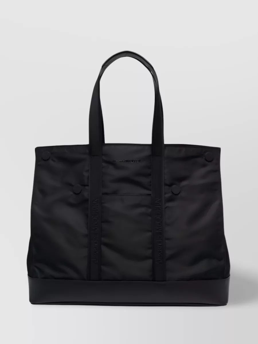 Shop Alexander Mcqueen Embroidered Logo Shoulder Bag In Black