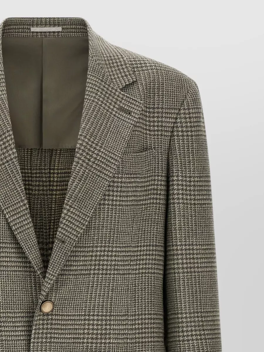 Brunello Cucinelli Cashmere Wool Prince Of Wales Single-Breasted Blazer