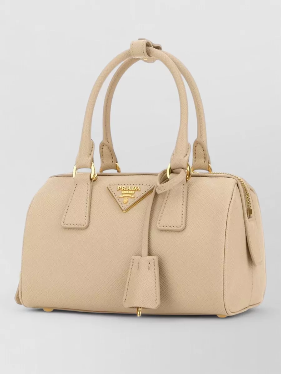 Prada Leather Shoulder Bag Gold Tone Hardware