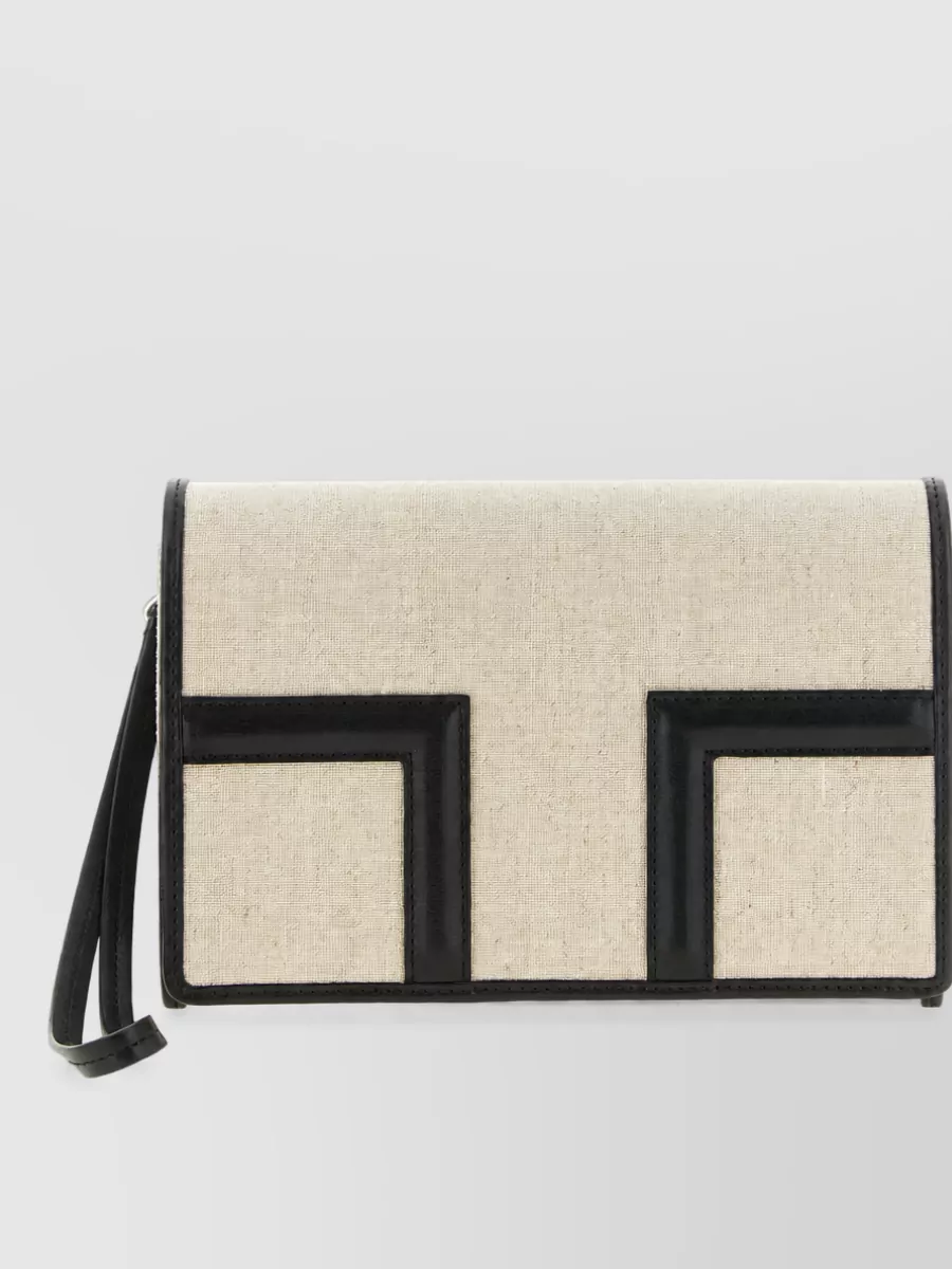 Totême Leather Trim Canvas Clutch Bag