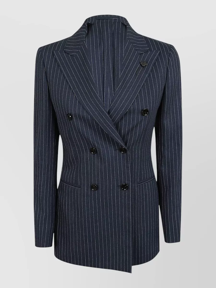 Lardini Pinstriped Double-Breasted Blazer