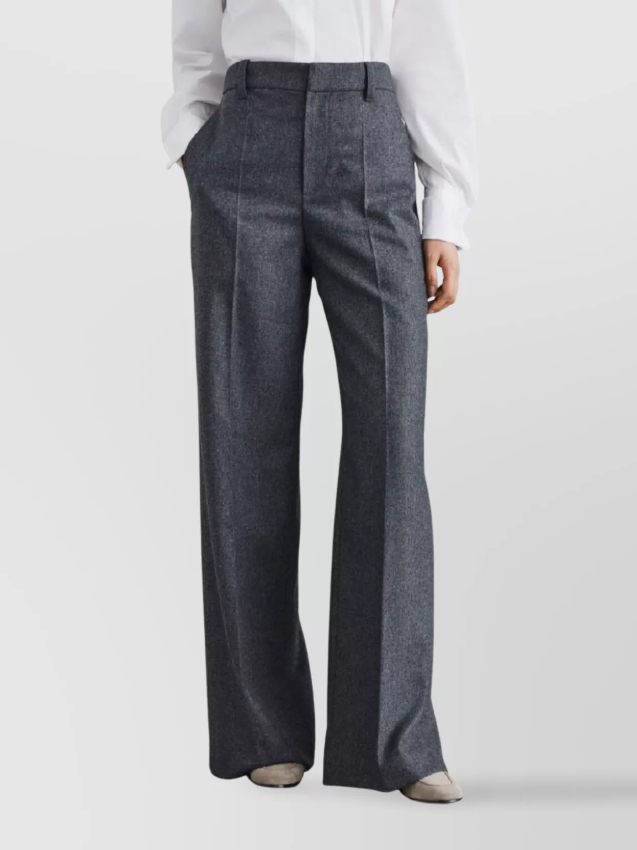 Brunello Cucinelli Wide-leg Trousers With Front Pleats And Pockets In Gray