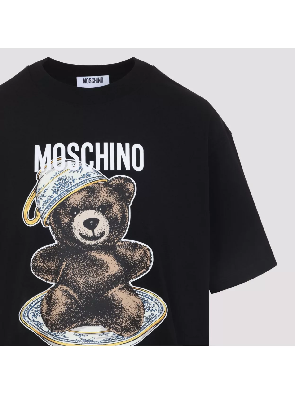 Moschino Black Cotton T-shirt With Playful Bear Graphic In Black