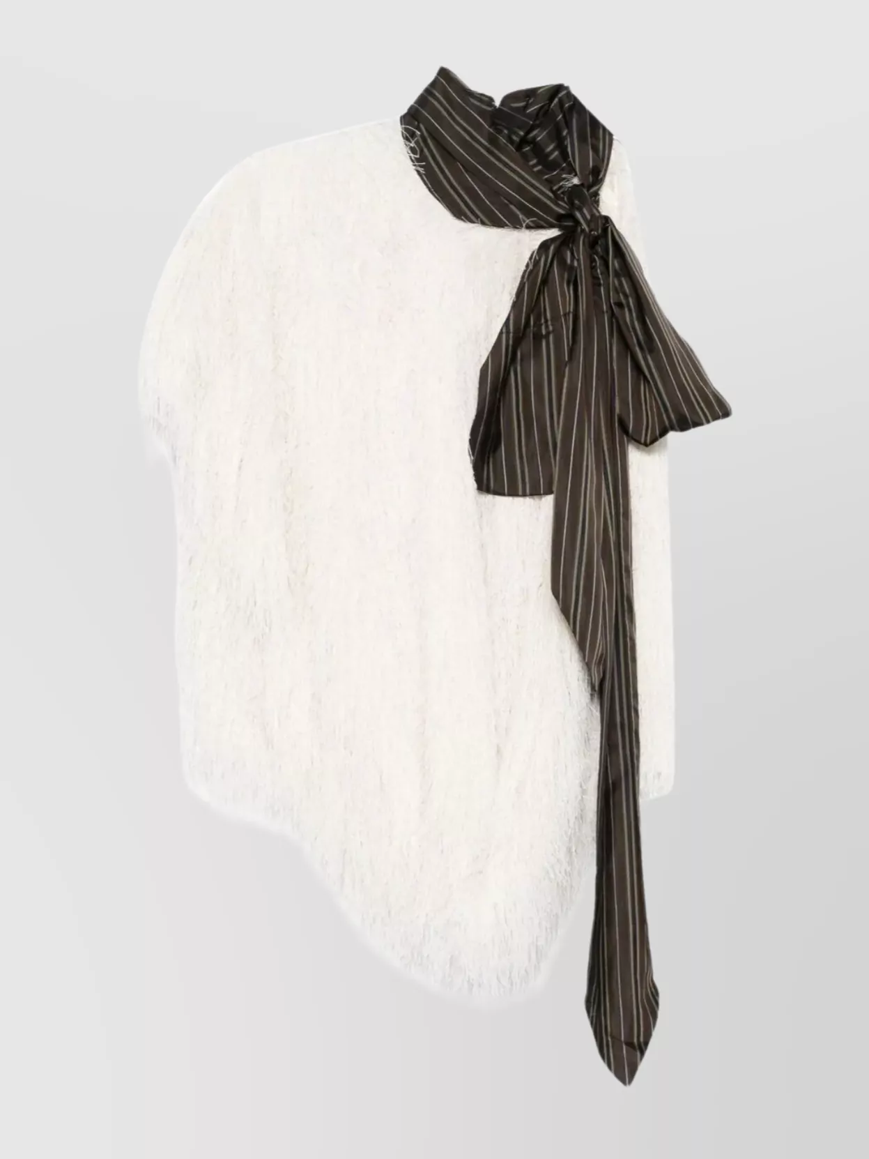 Dries Van Noten Asymmetric Sleeveless Top Fringe Detail In White