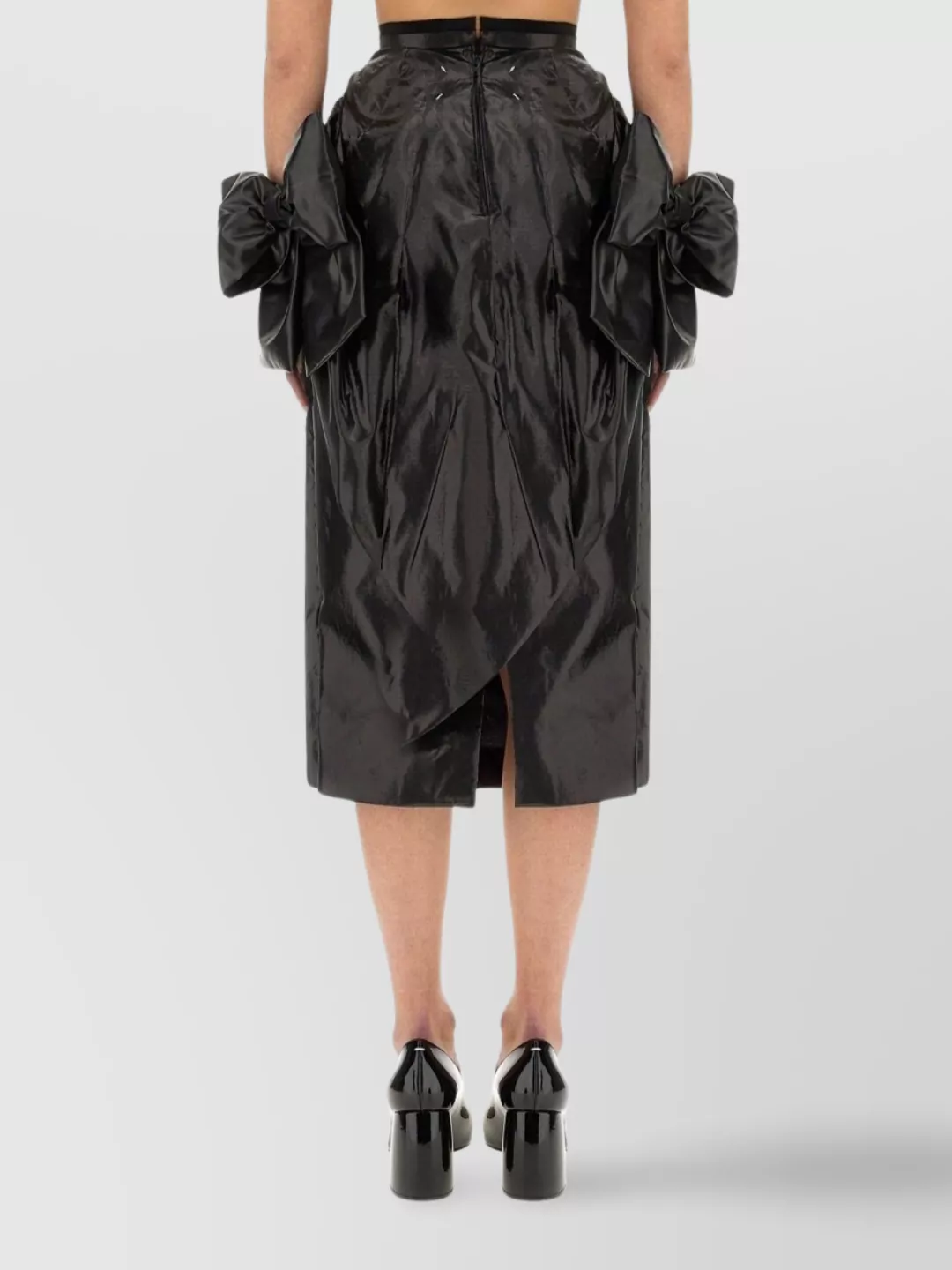 Maison Margiela Bow Detail Asymmetric Hem Midi Skirt